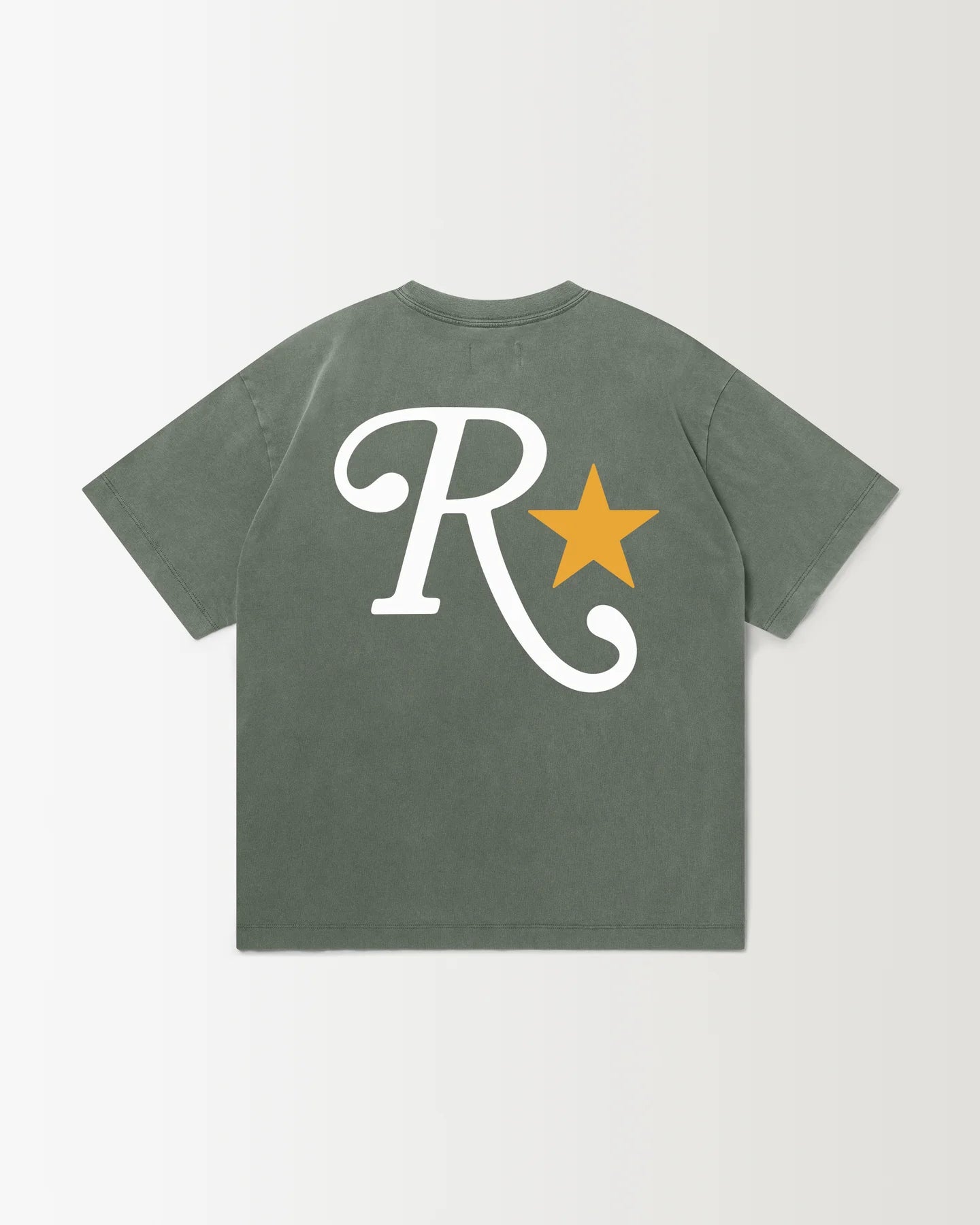 RONNING Star Tee in Sage Green with back graphic