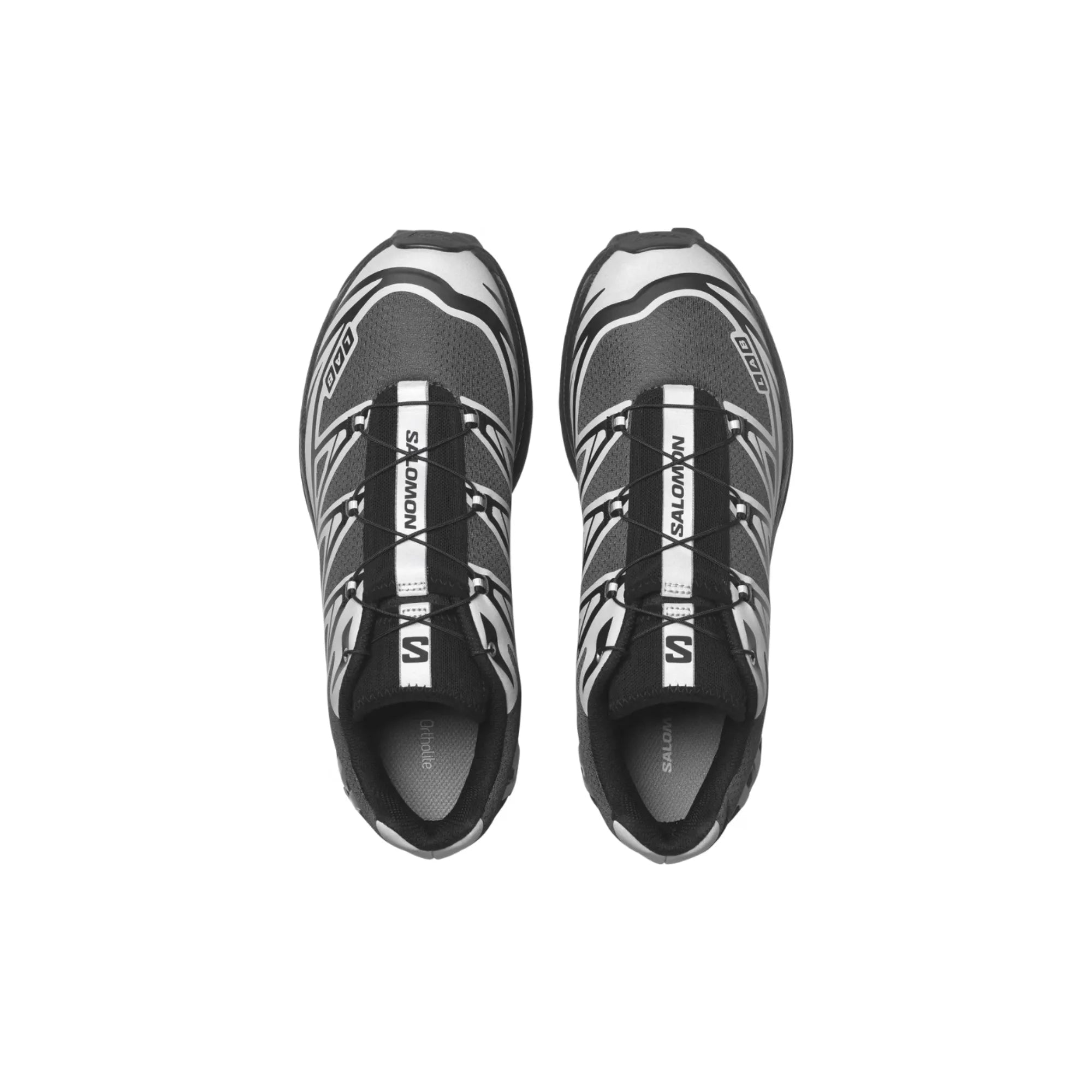 Salomon XT-6 Nocturne Vision Black Black Ftw Silver top view with Quicklace
