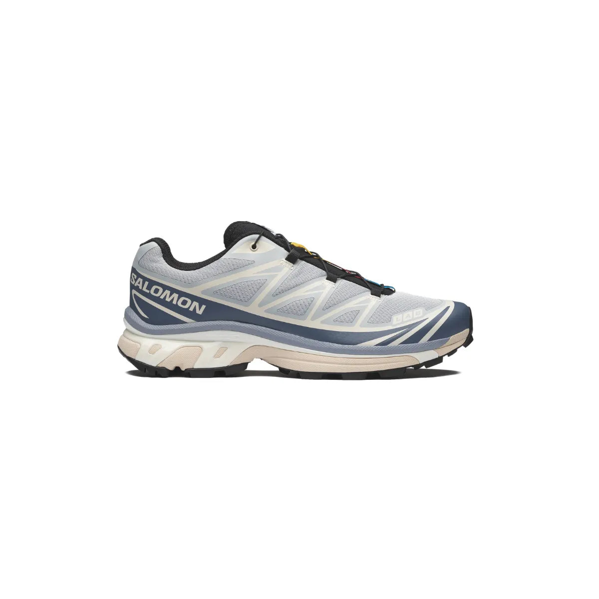Salomon XT-6 trail running shoes in Pearl Blue, Grisaille and Vanilla Ice