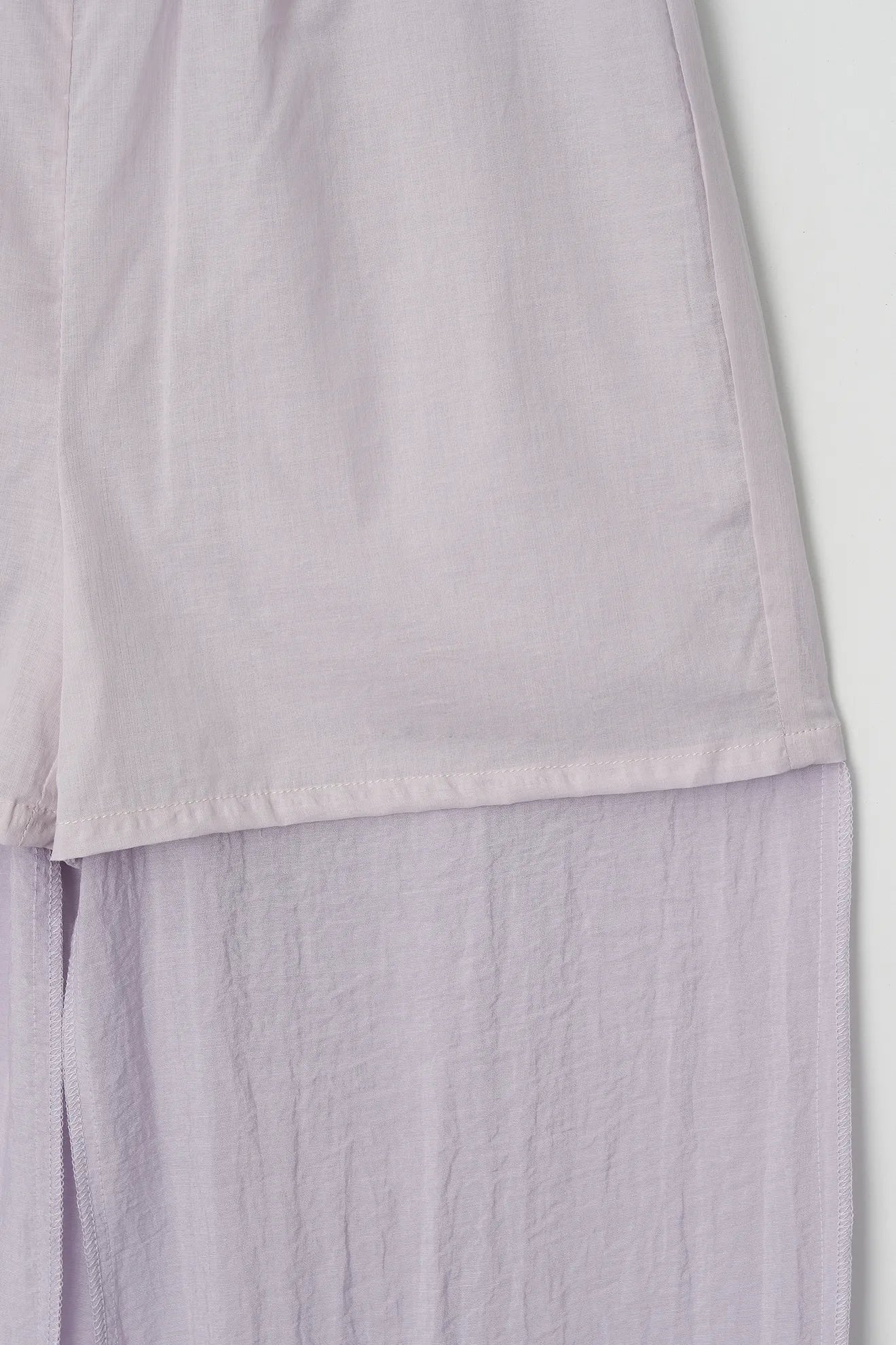 Sheer layered fabric detail of Sheer Lining Pants in Purple