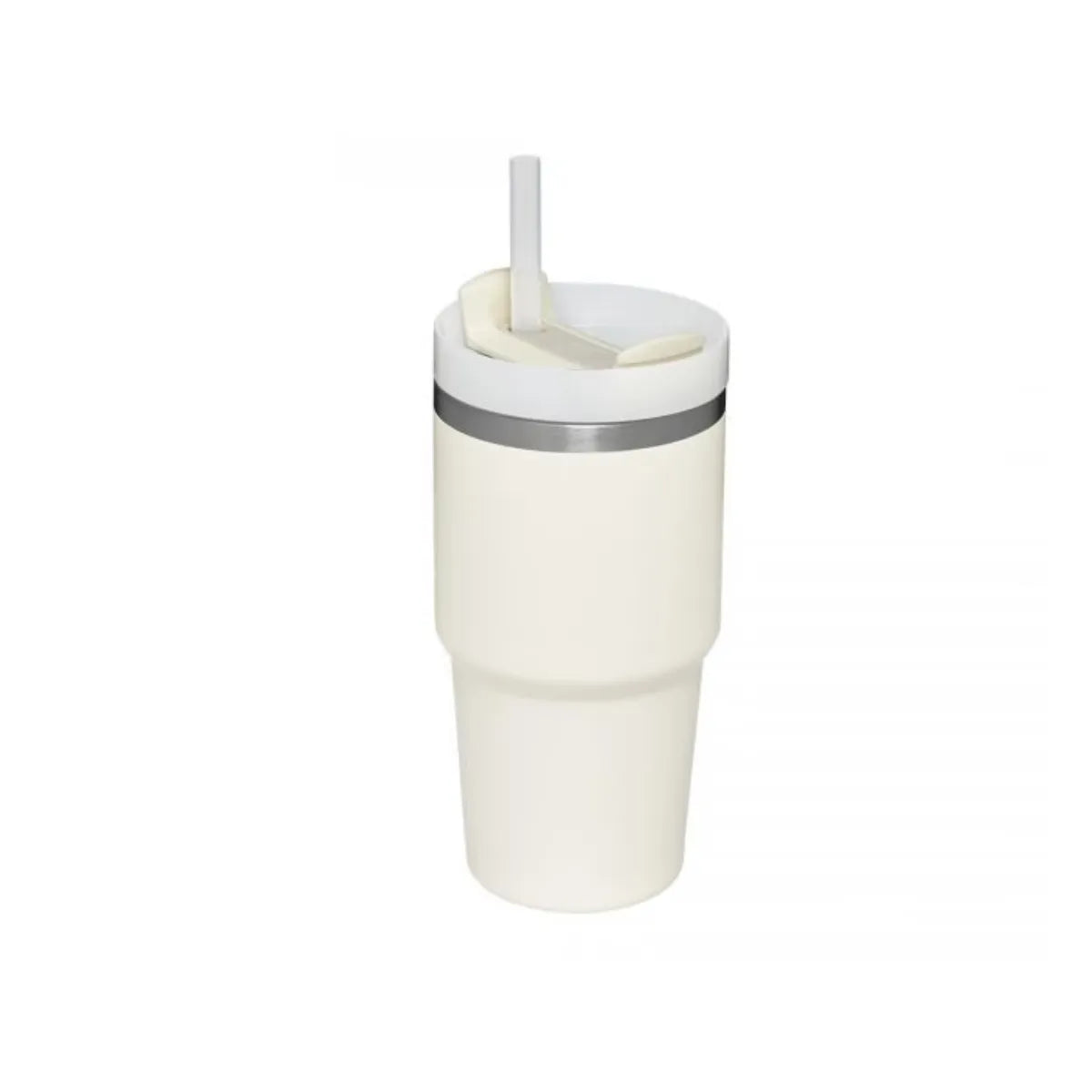 Angled view of Stanley Adventure Quencher H2.0 FlowState Tumbler 20 Oz Cream