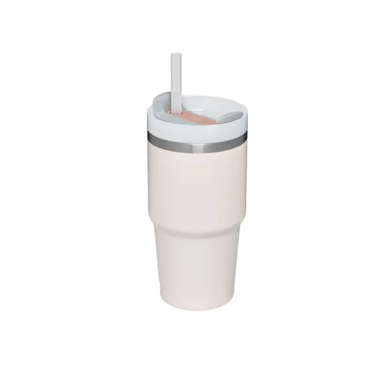 Angled view of Stanley Adventure Quencher H2.0 FlowState Tumbler 20 Oz Rose Quartz