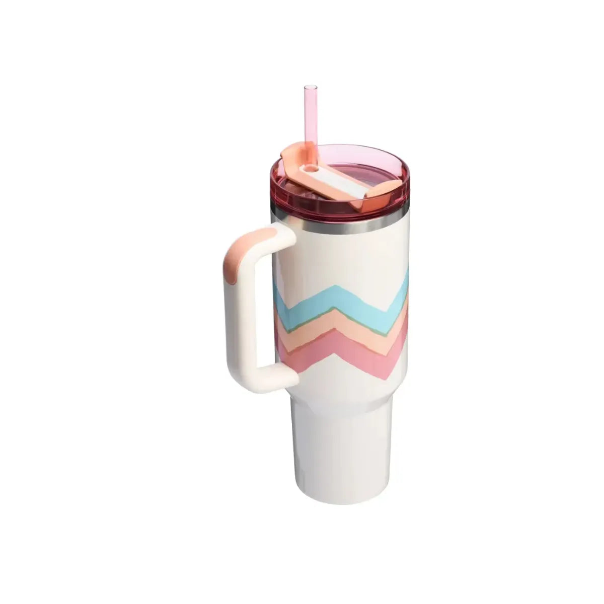 Angled view of Stanley Adventure Quencher H2.0 FlowState Tumbler 40 Oz Cream Egg-cellence
