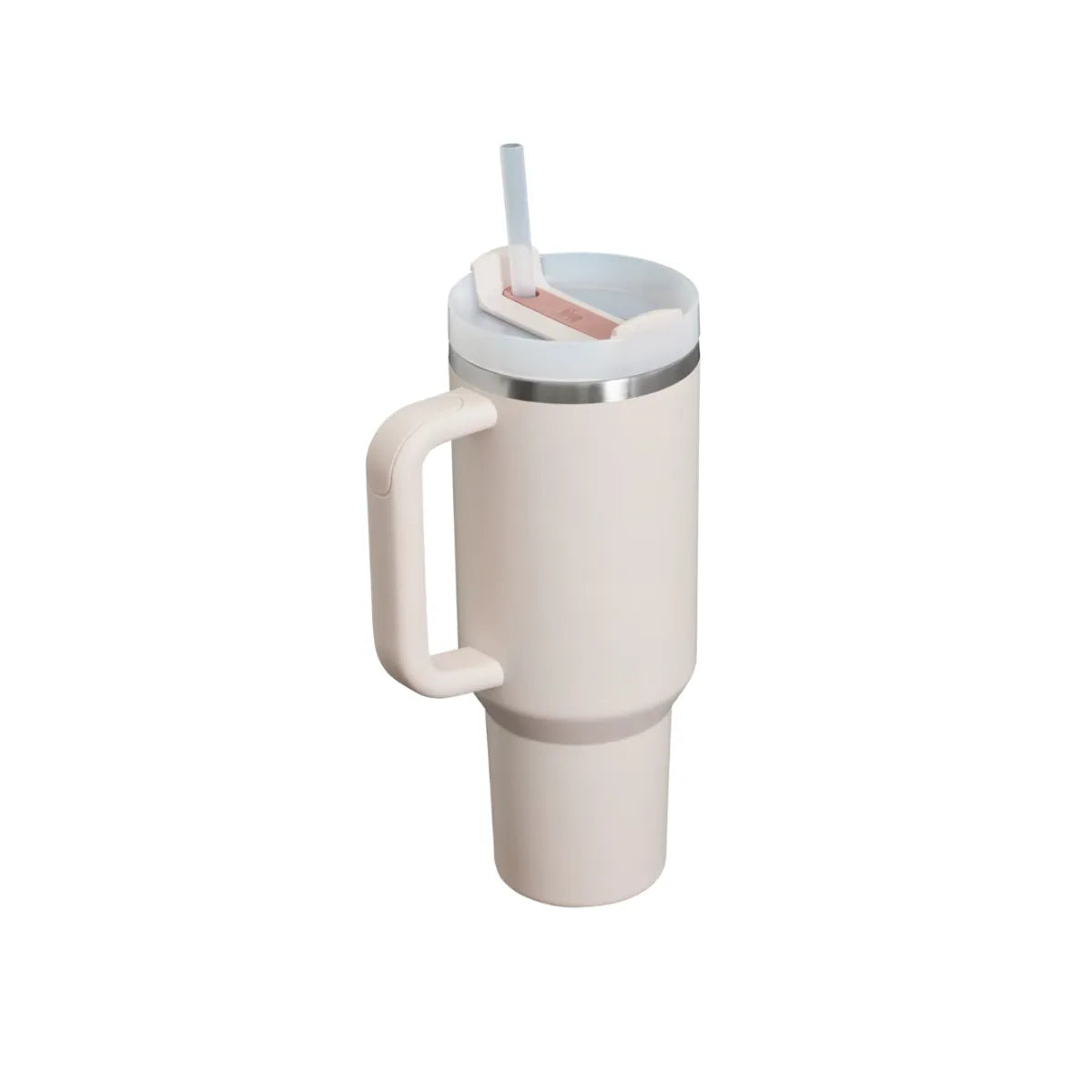 Angled view of Stanley Adventure Quencher Tumbler 40 Oz Rose Quartz