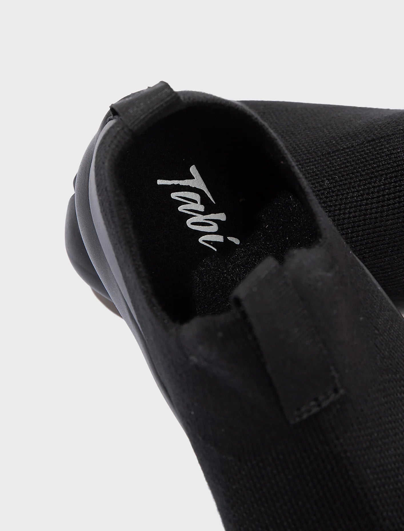 Tabi Shoe Black by Tabi insole detail minimalist branding