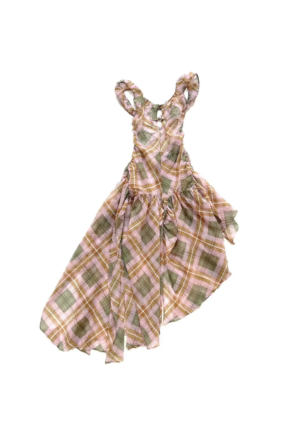 taottao-plaid-puff-chiffon-asymmetrical-dress-hakuto-tartan