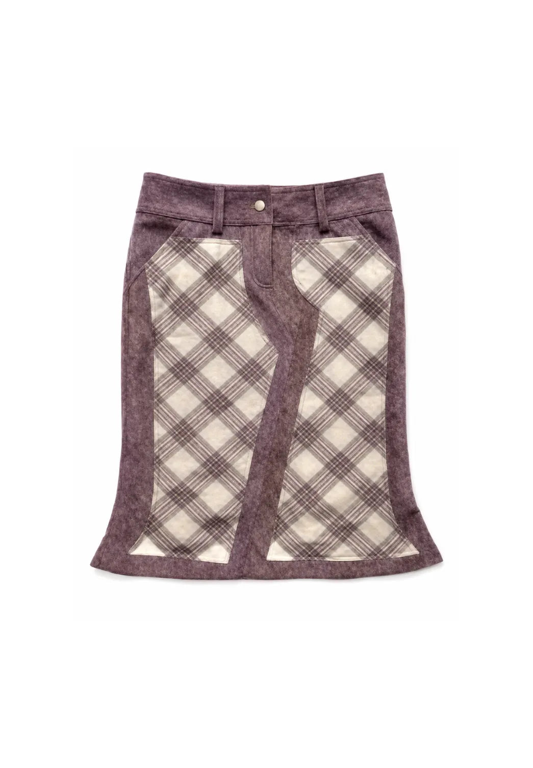 Taottao Ple Porcelain Fuzzy Suede Organza Patchwork Skirt in Purple Porcelain