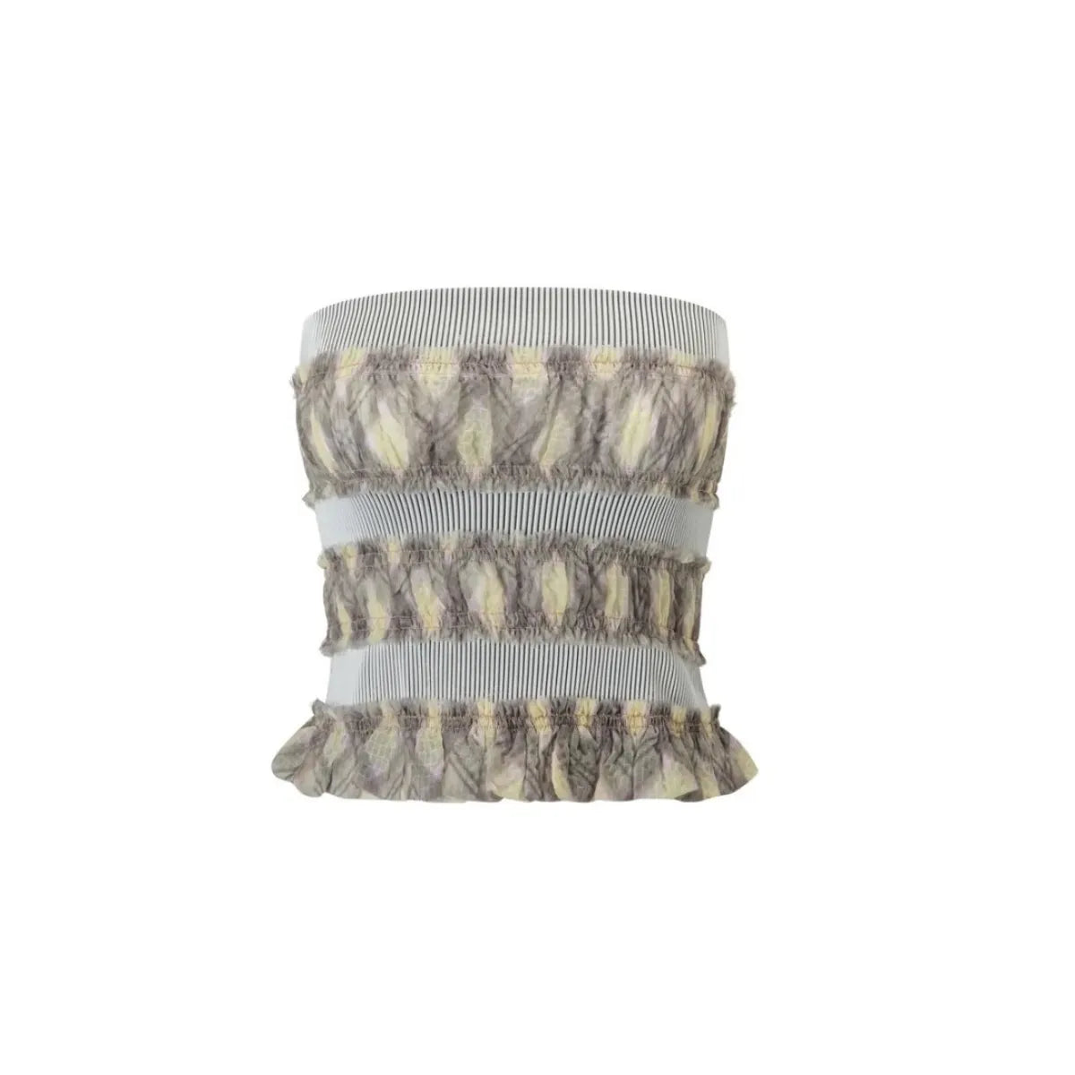 Taottao Rib Stripe Mini Top Porcelain Plaid front view