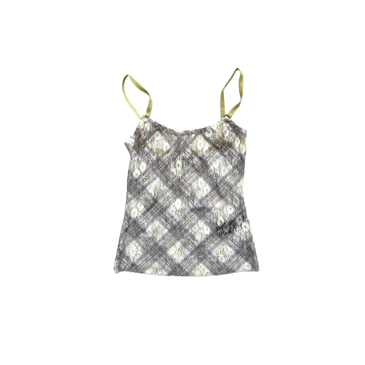 Taottao Stretch Lace Cami Top in Porcelain Plaid