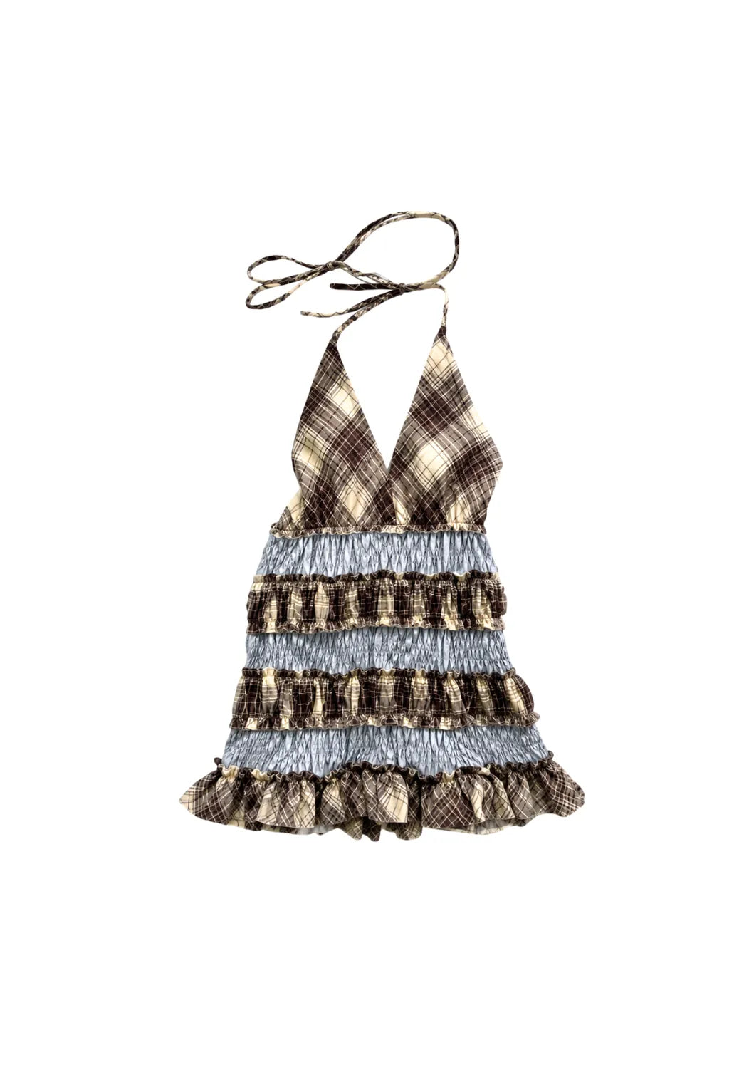 Taottao Stripe Rib Chiffon Halter Top in Porcelain