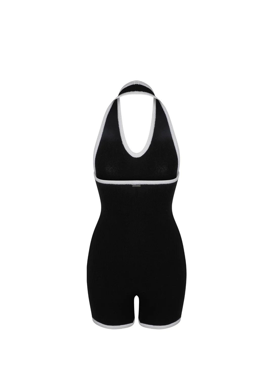 Wearrame Camellia Halter Knit Suit In Black back view
