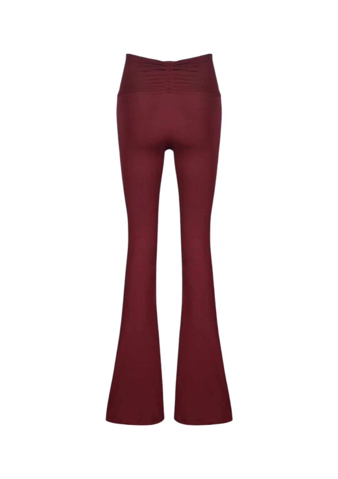 WearRame Core Luxe Scrunch Waist Flare Pants Burgundy full view