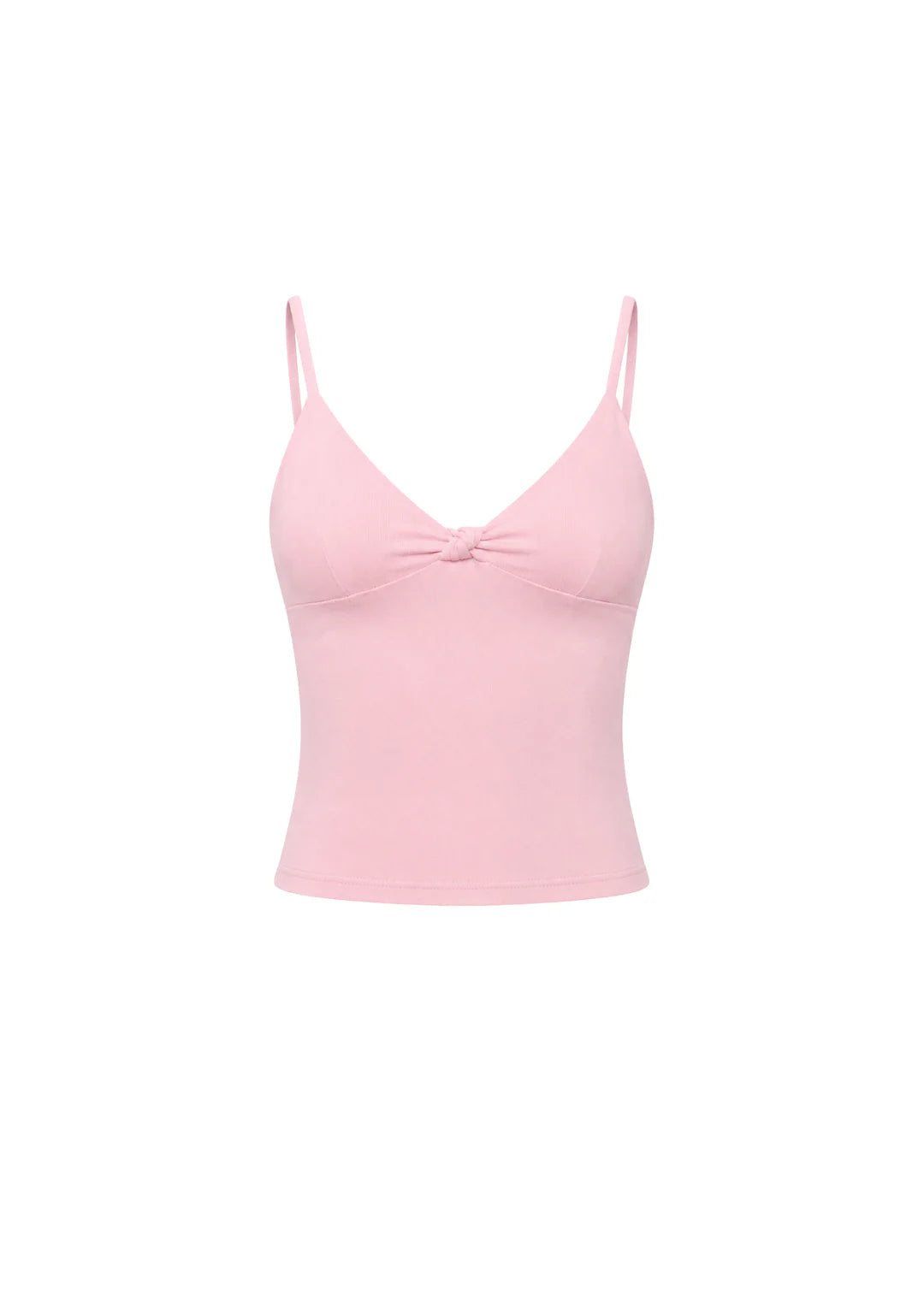 wearrame Cove Knot Top in Blush pink sleeveless camisole front view