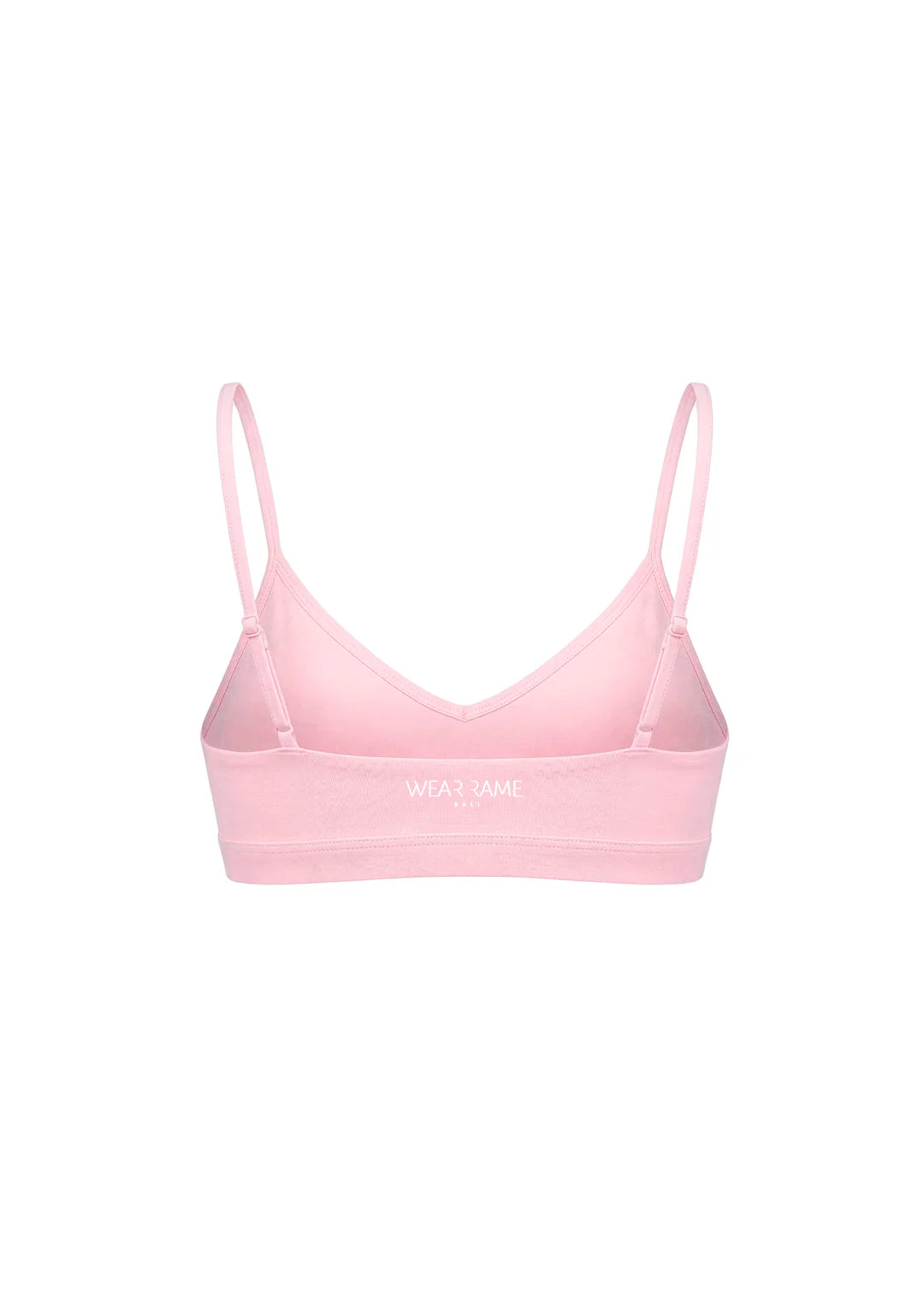 wearrame Drift Adjustable Scoop Bra in Blush pink sports bra with adjustable straps back view