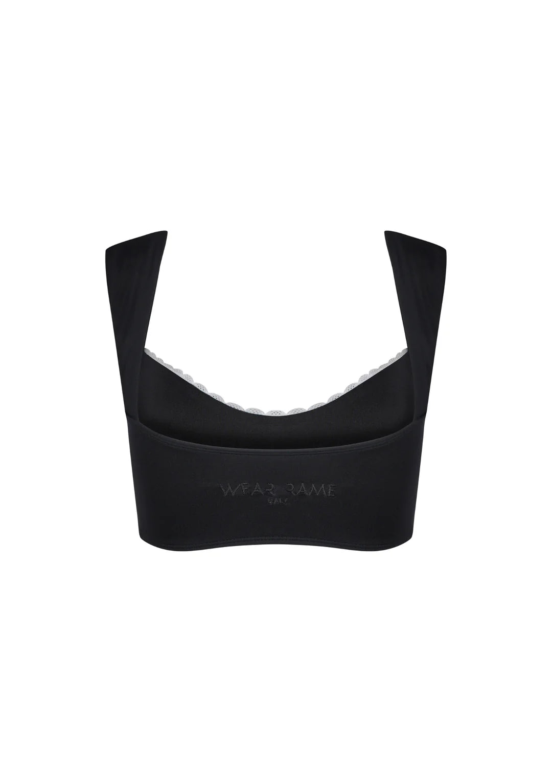 Back view of Wearrame Emma Laced Bra in Black