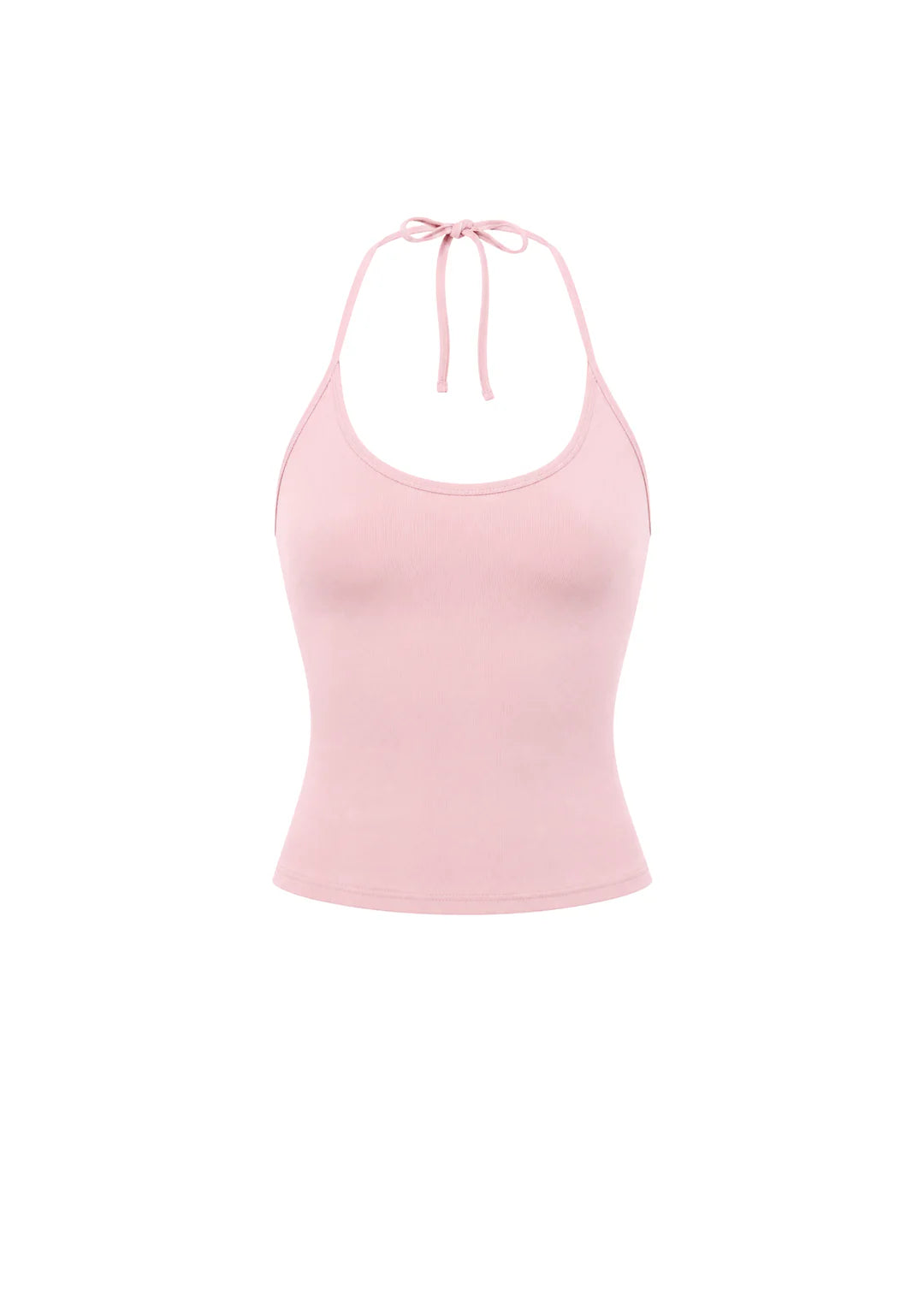 wearrame Marina Tie-Back Halter Top in Blush pink sleeveless halterneck front view
