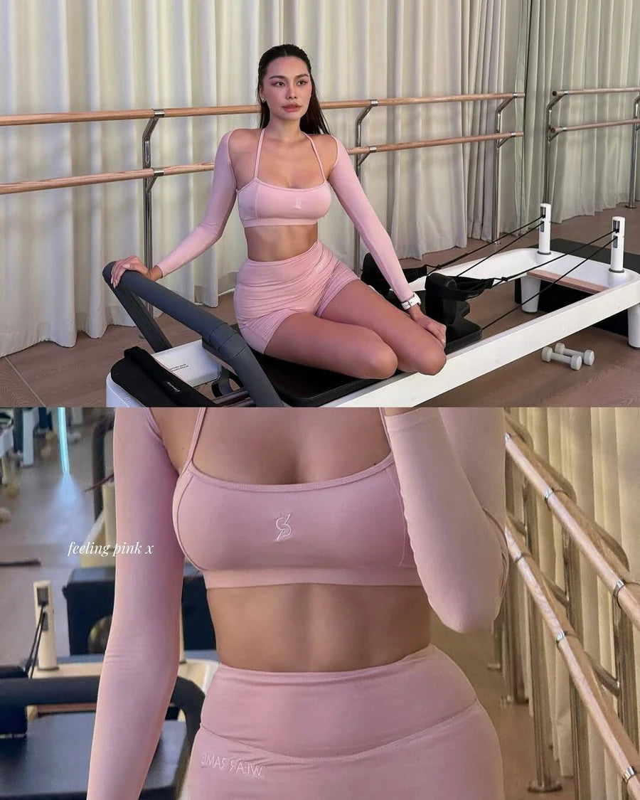 WearRame Nyx High Waist Shorts Blush indoor styling