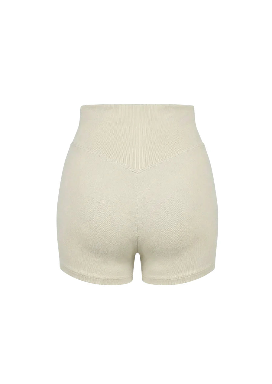 WearRame Nyx High Waist Shorts Cream back view
