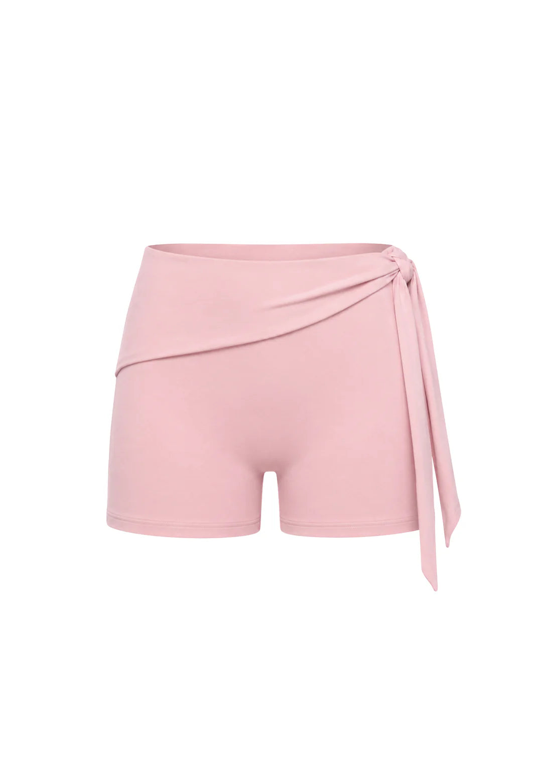 wearrame Tide Wrap Short Pants in Blush pink activewear shorts with waist tie front view
