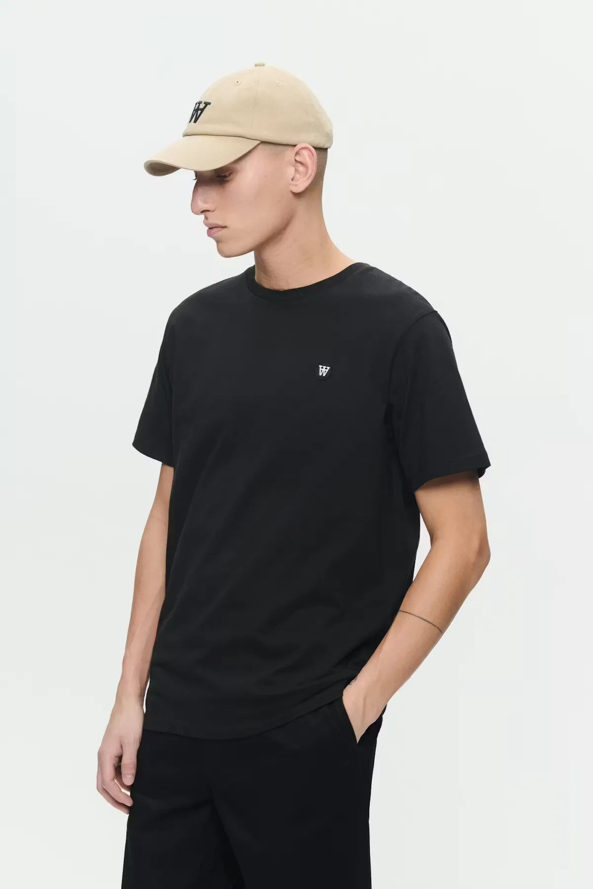 Wood Wood Ace T-Shirt Black Beauty worn by model