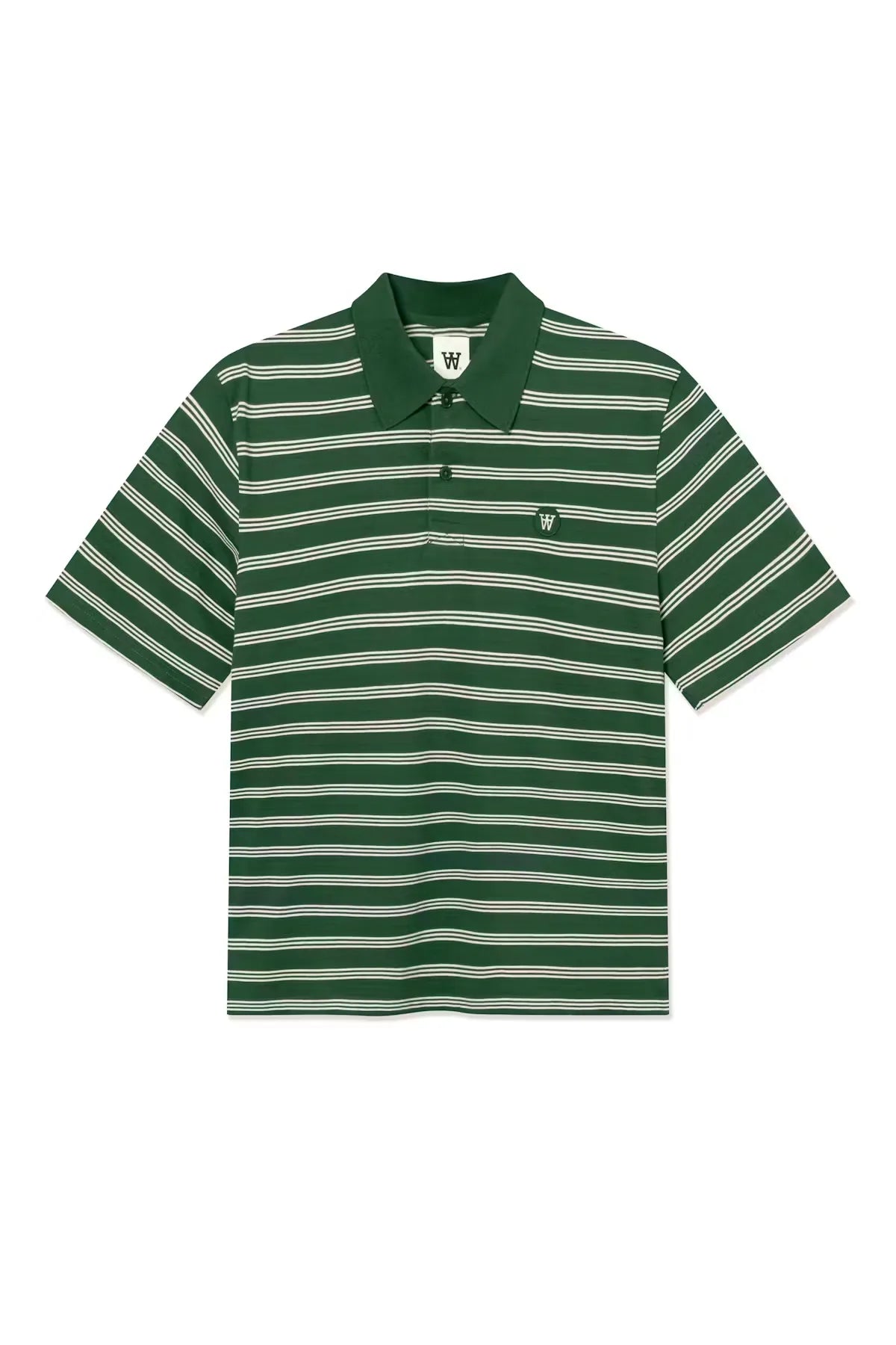 Wood Wood Colton Poloshirt Eden Stripe Green front view