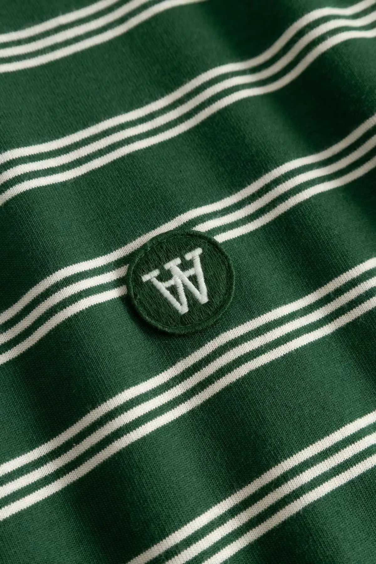 Wood Wood Colton Poloshirt Eden Stripe Green chest logo detail