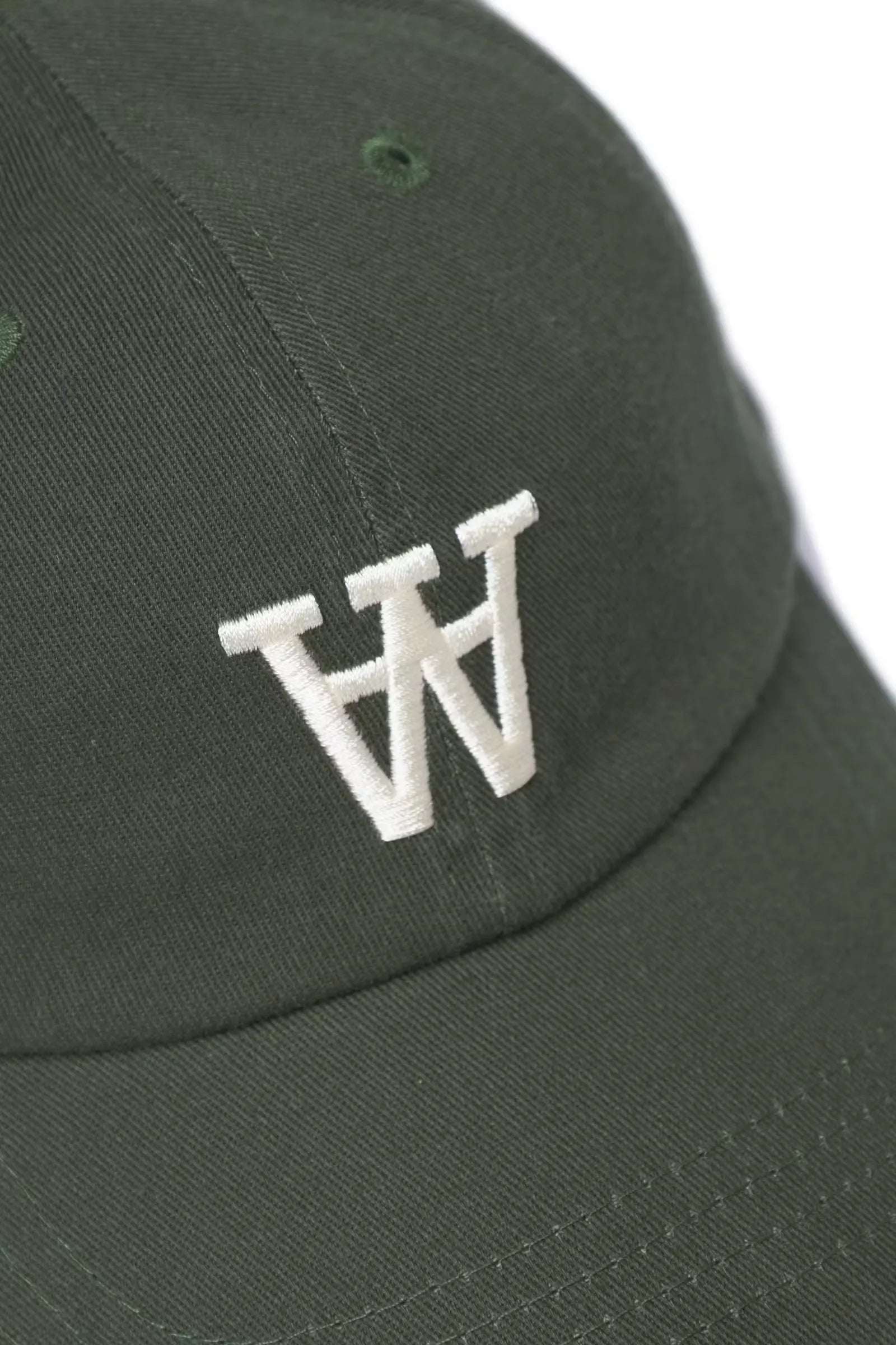 Wood Wood Eli Cap Grape Leaf Green embroidered logo detail