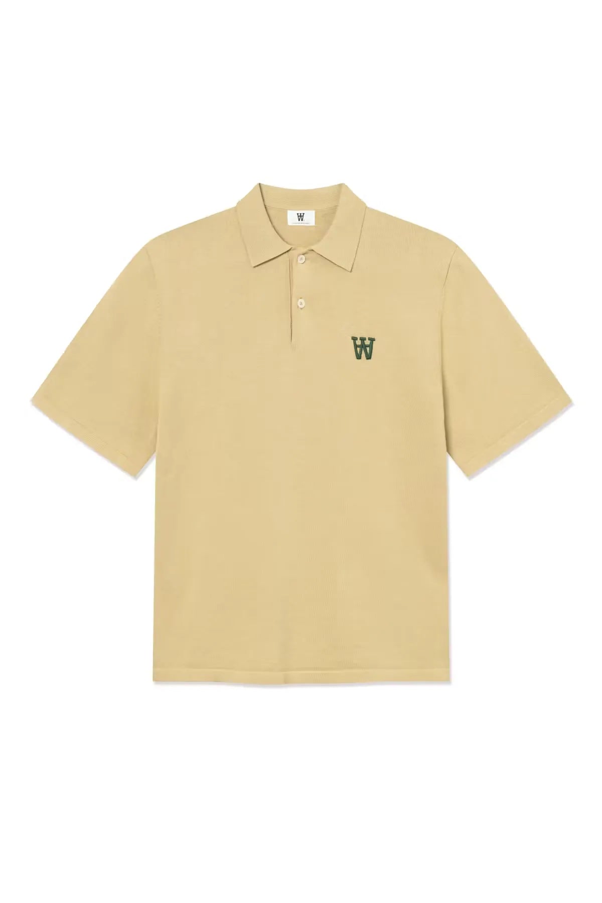 Wood Wood Mikkel Poloshirt Pale Olive Green Brown front view