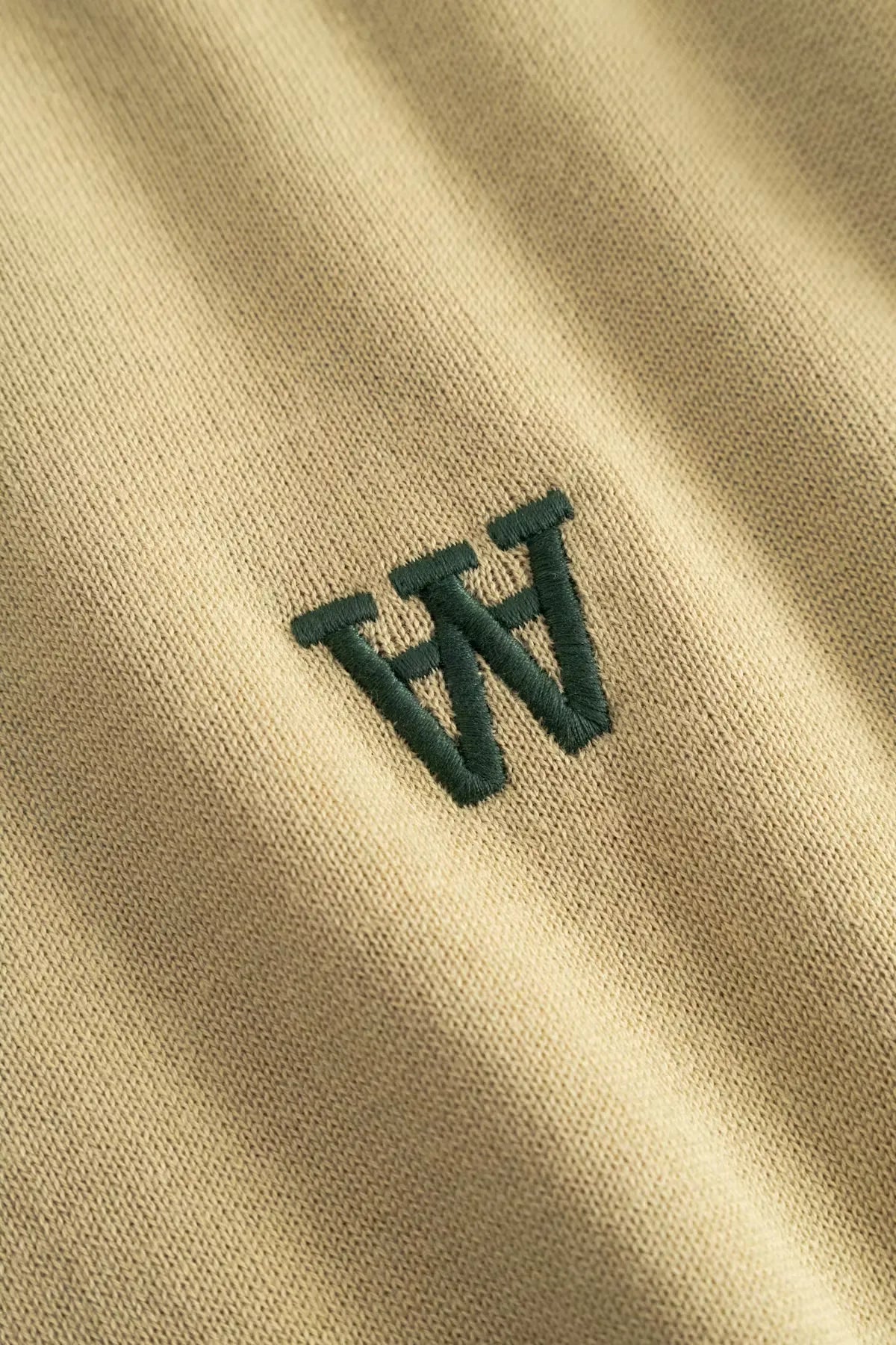 Wood Wood Mikkel Poloshirt Pale Olive Green Brown chest logo detail