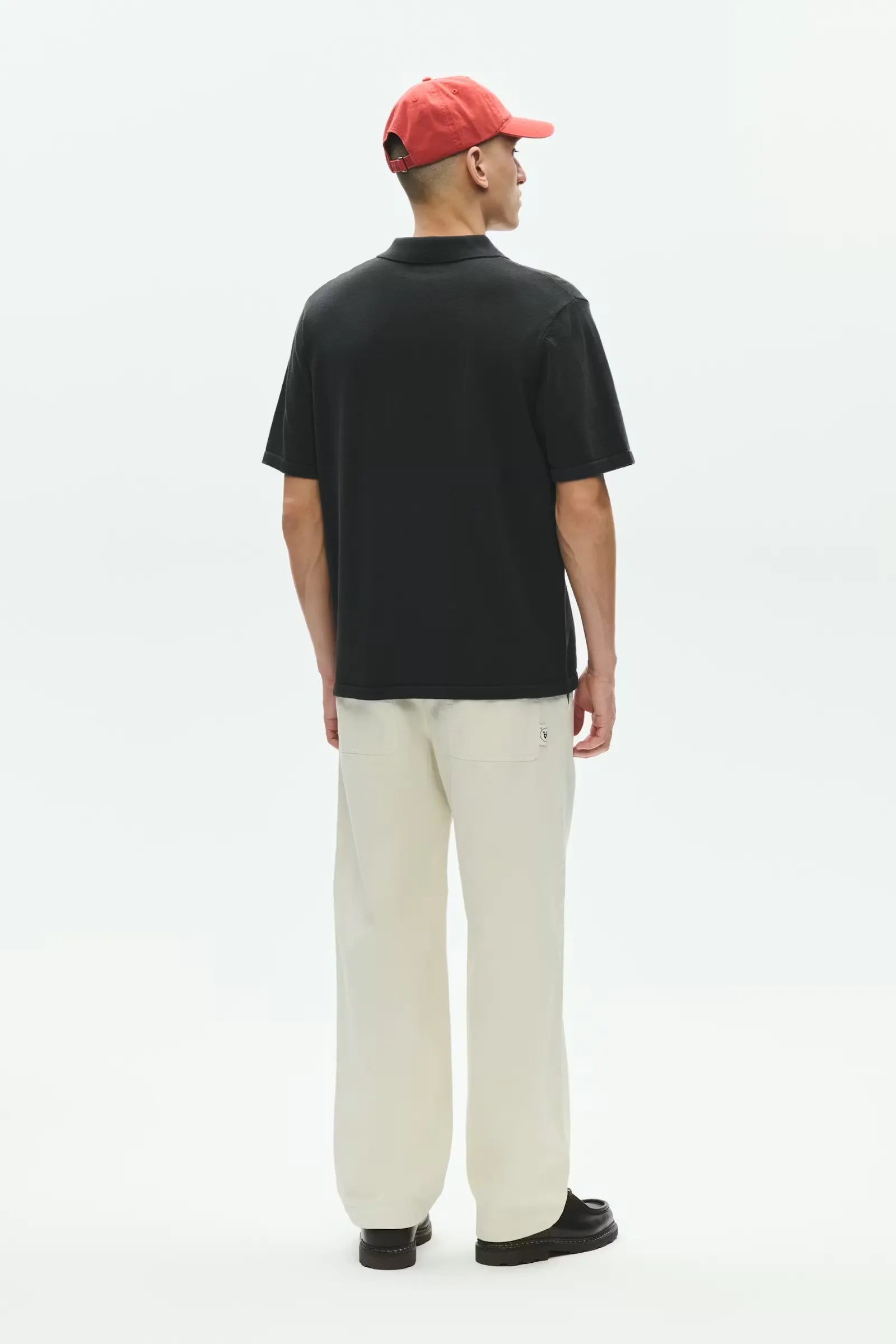 Wood Wood Mikkel Poloshirt Pirate Black back view on model
