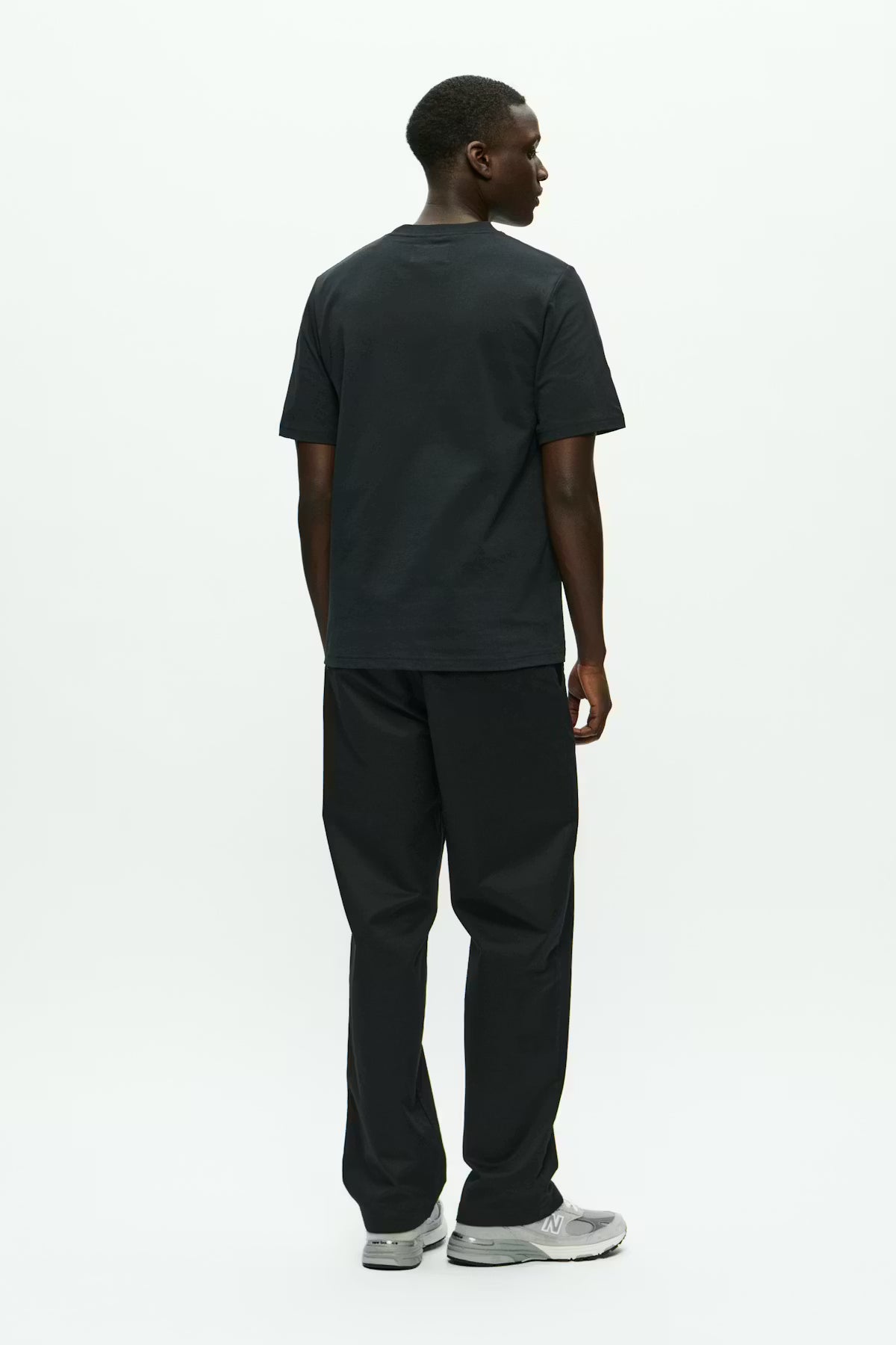 Wood Wood WW Bobby T-Shirt Bright Black back view on model