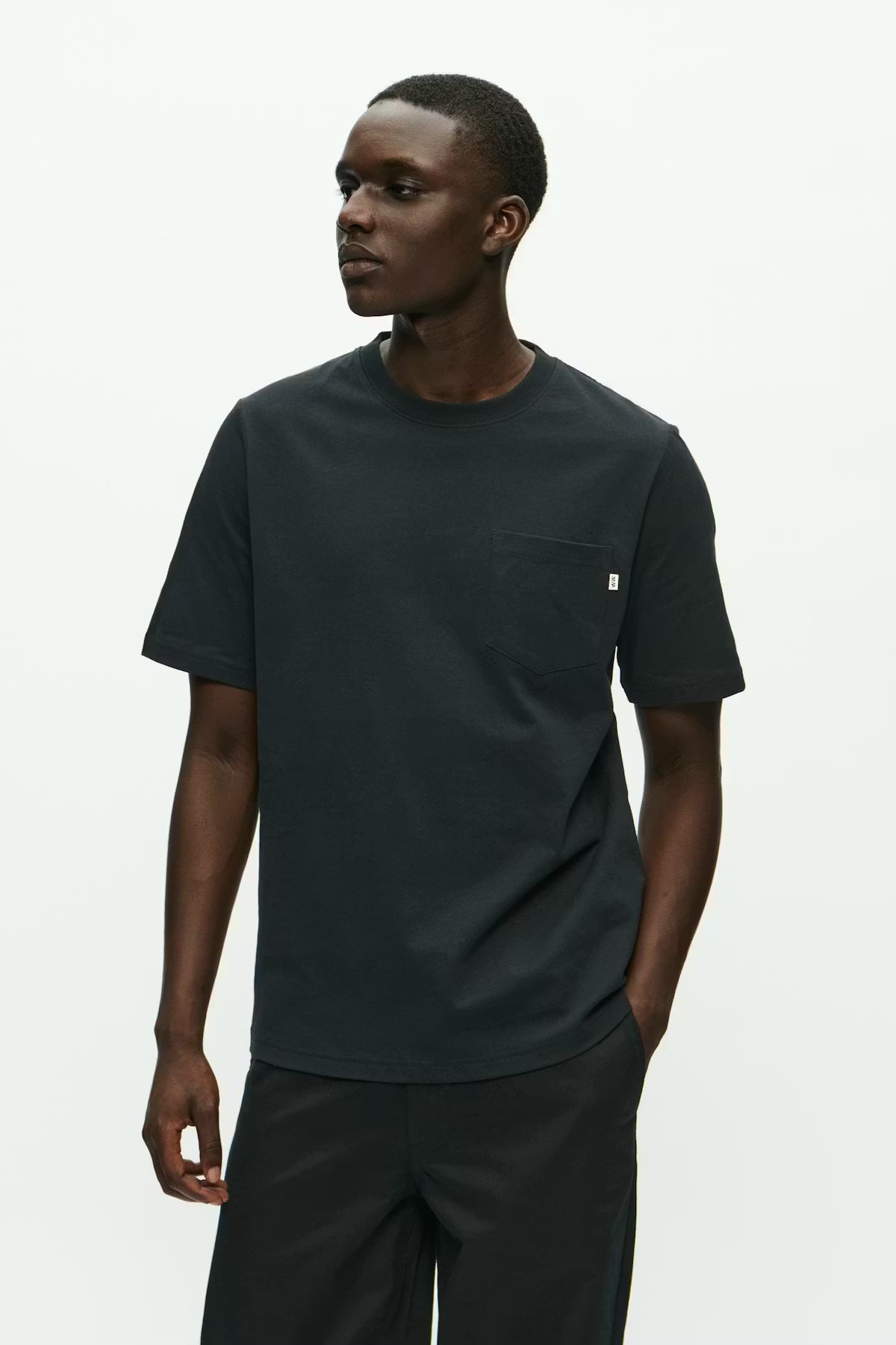 Wood Wood WW Bobby T-Shirt Bright Black worn by model
