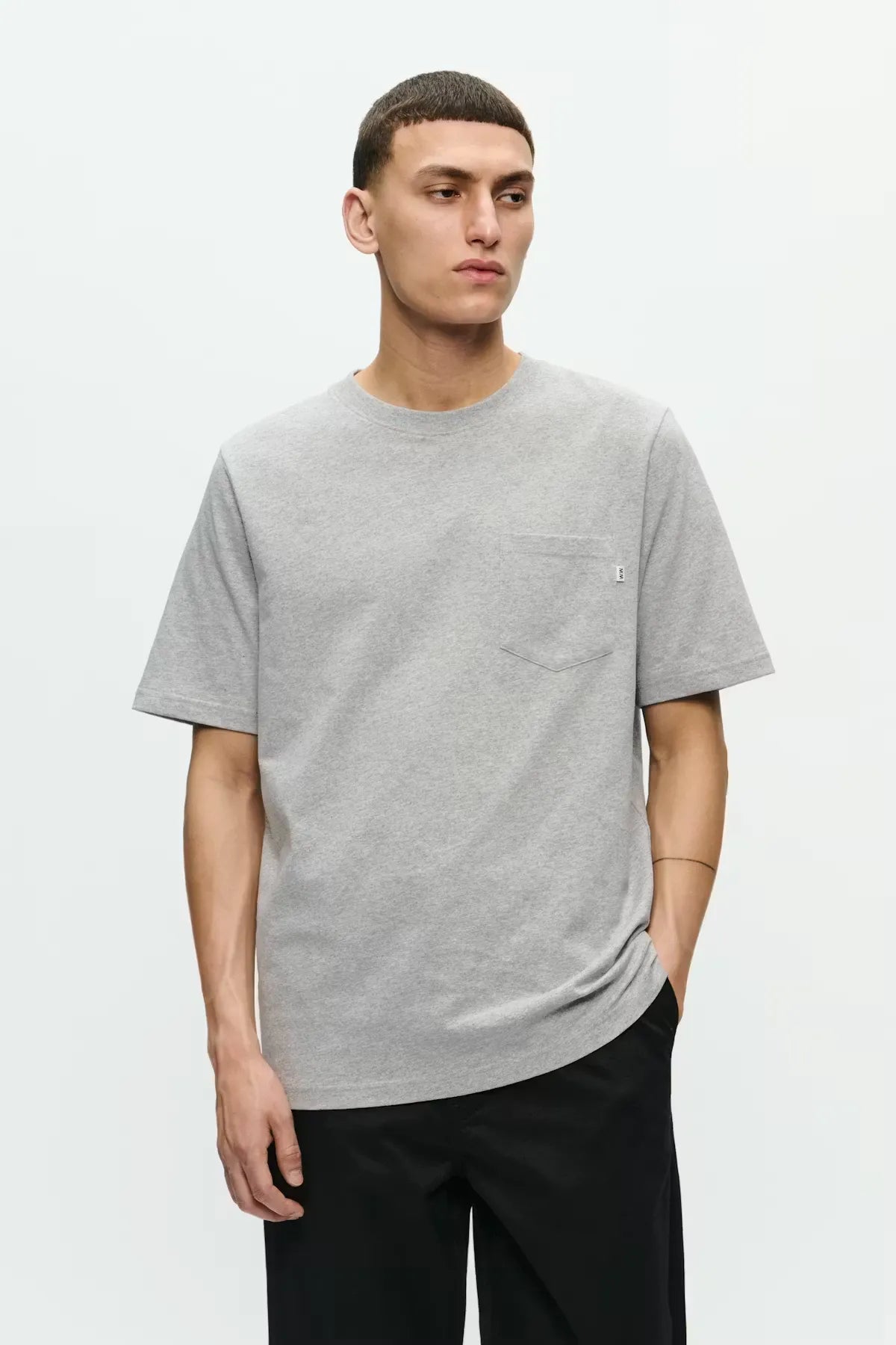 Wood Wood WW Bobby T-Shirt Gray worn by model