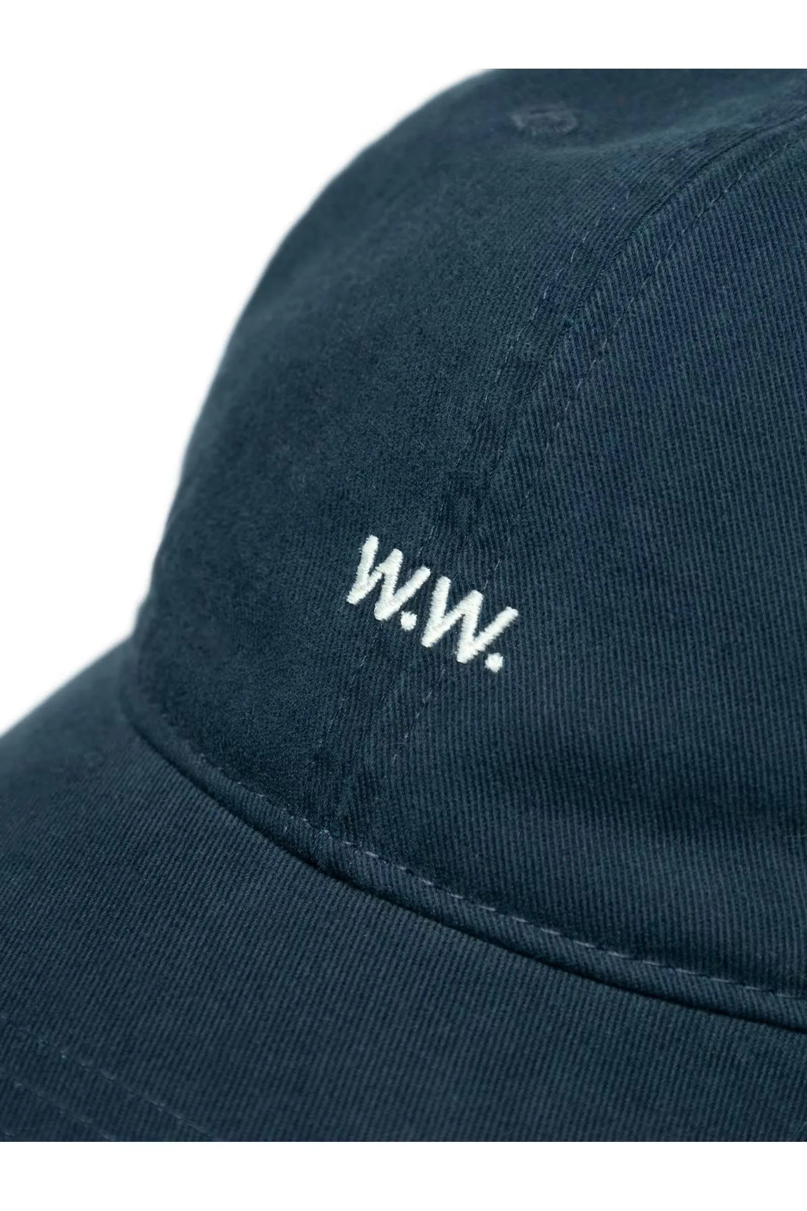 Wood Wood W.W. Cap Salute Blue logo embroidery detail