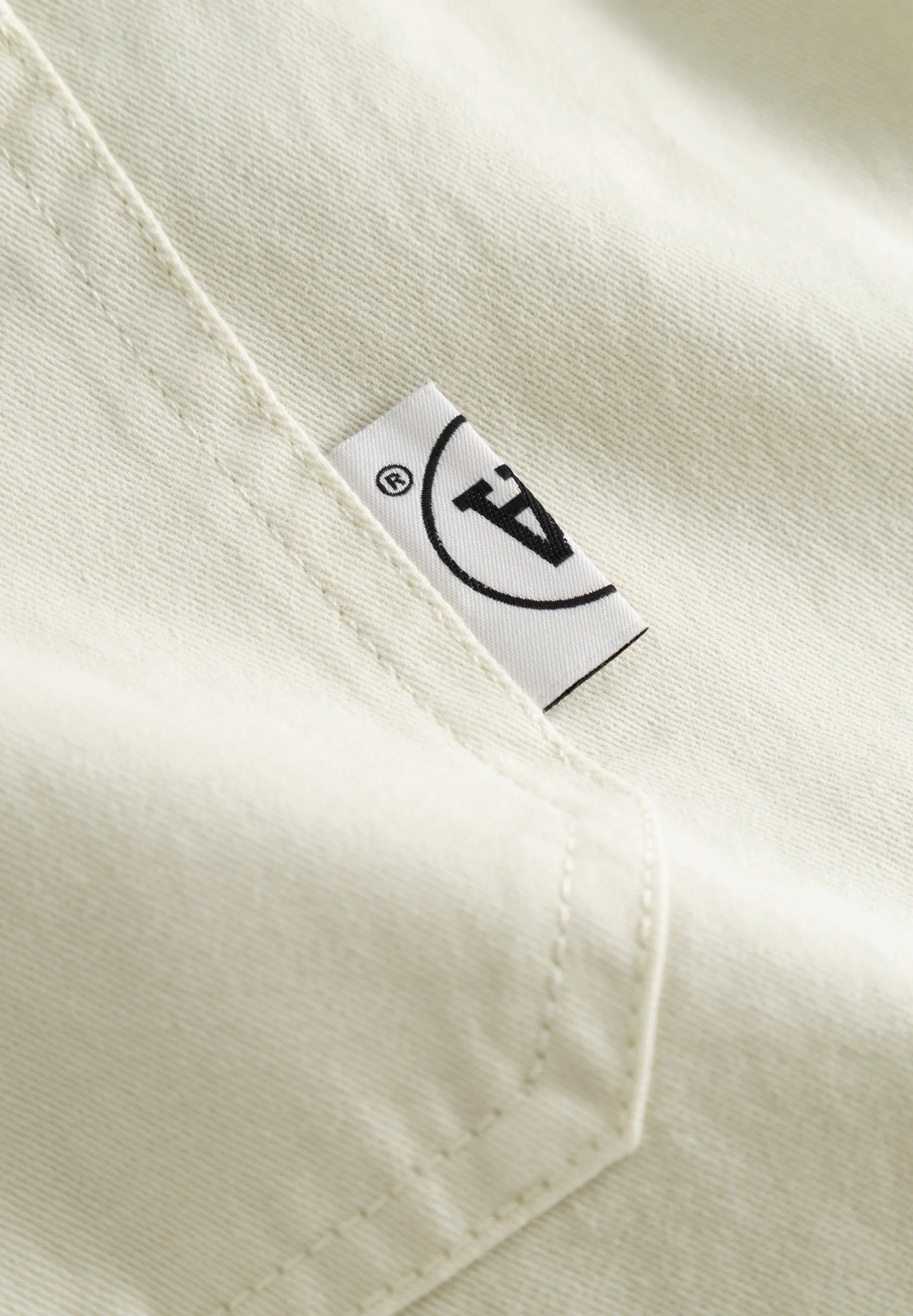 Wood Wood WW Clay X Overshirt Silver Birch pocket label detail