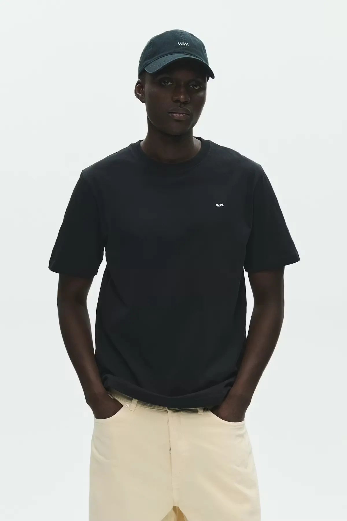 Wood Wood WW Essential T-Shirt Black worn by model