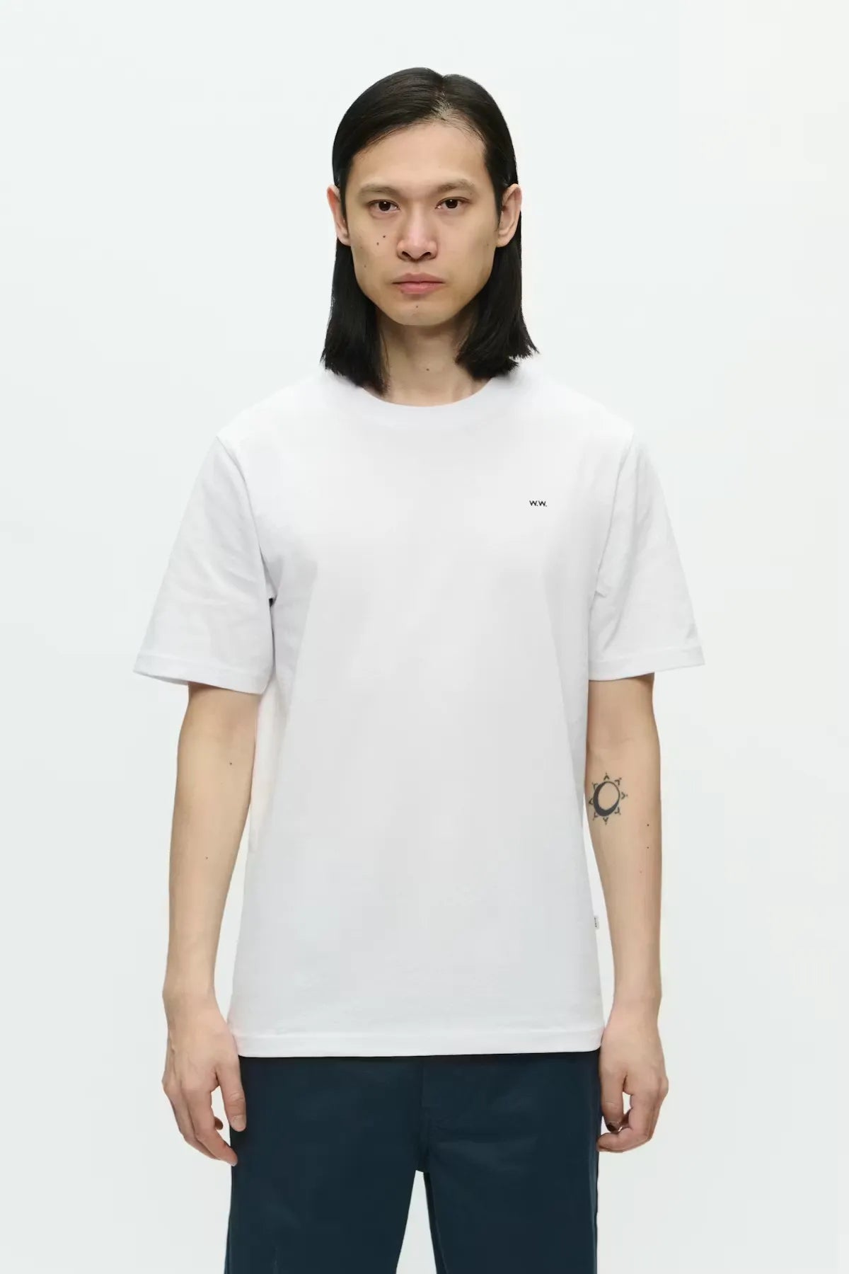Wood Wood WW Essential T-Shirt White worn by model