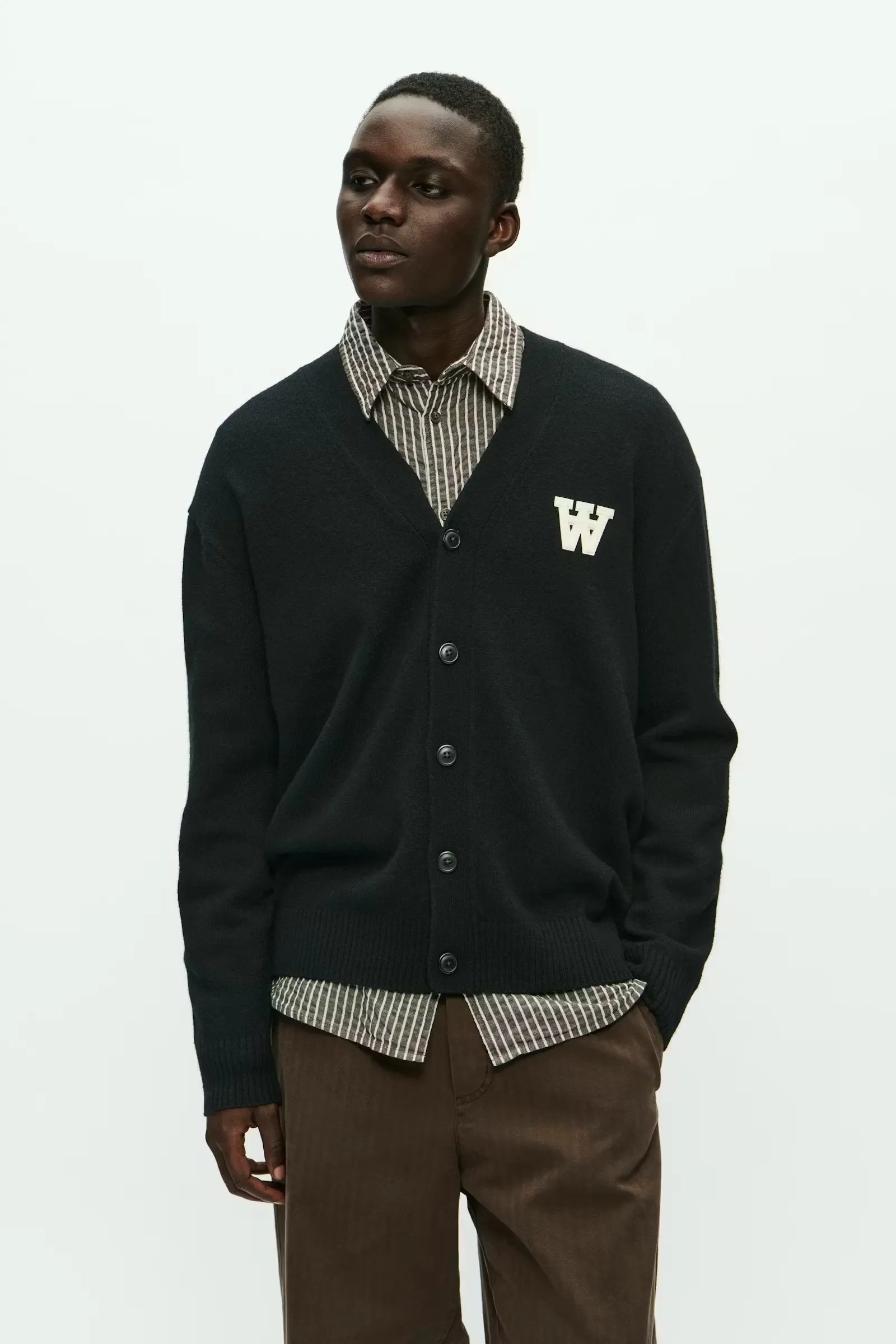 Wood Wood WW Tay Cardigan Black worn by model