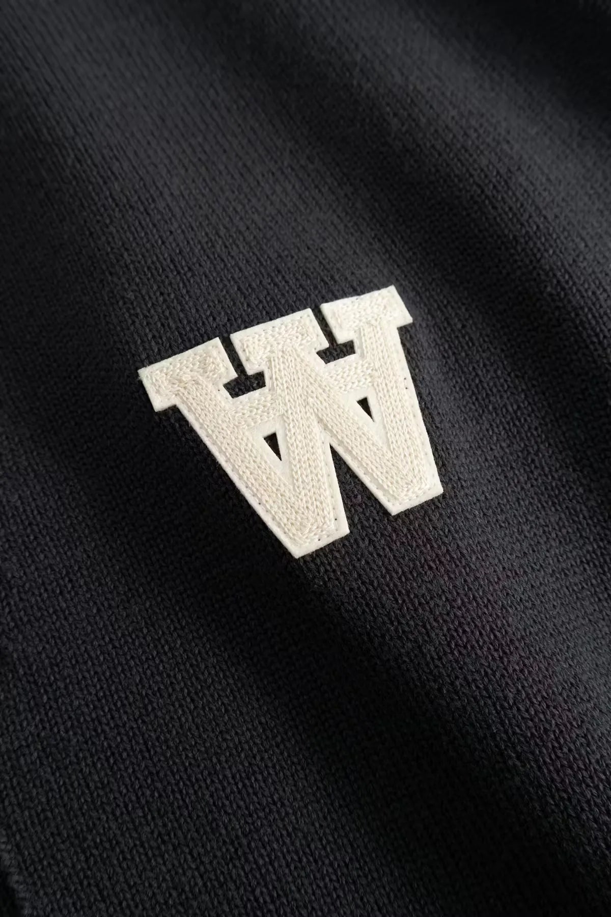 Wood Wood WW Tay Cardigan Pirate Black chest logo detail