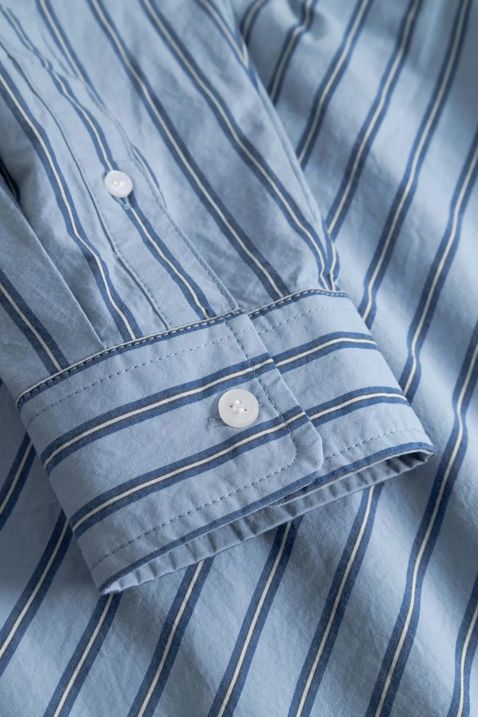Wood Wood WWColton Shirt Silver Birch Stripe cuff detail