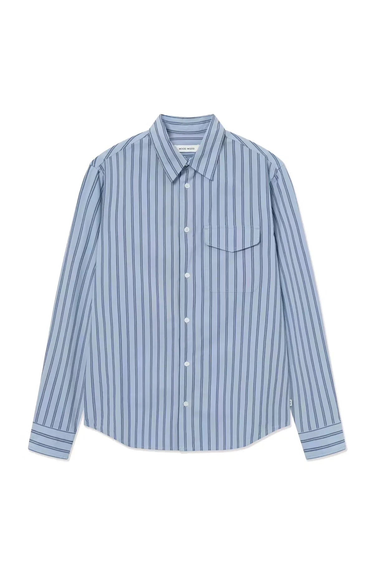 Wood Wood WWColton Shirt Silver Birch Stripe front view