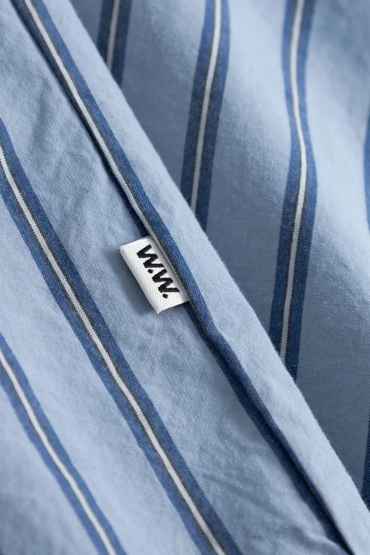 Wood Wood WWColton Shirt Silver Birch Stripe logo detail