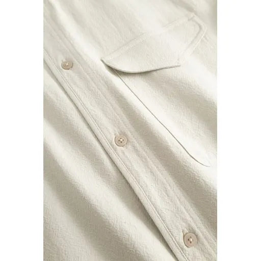 Button placket detail of WWNico SS Shirt Silver Birch
