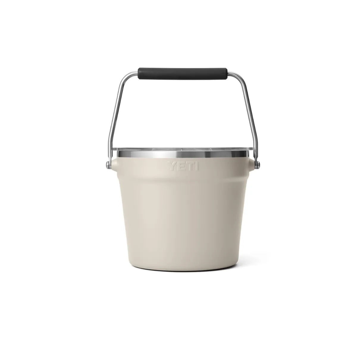Back view of YETI Rambler Beverage Bucket Cape Taupe