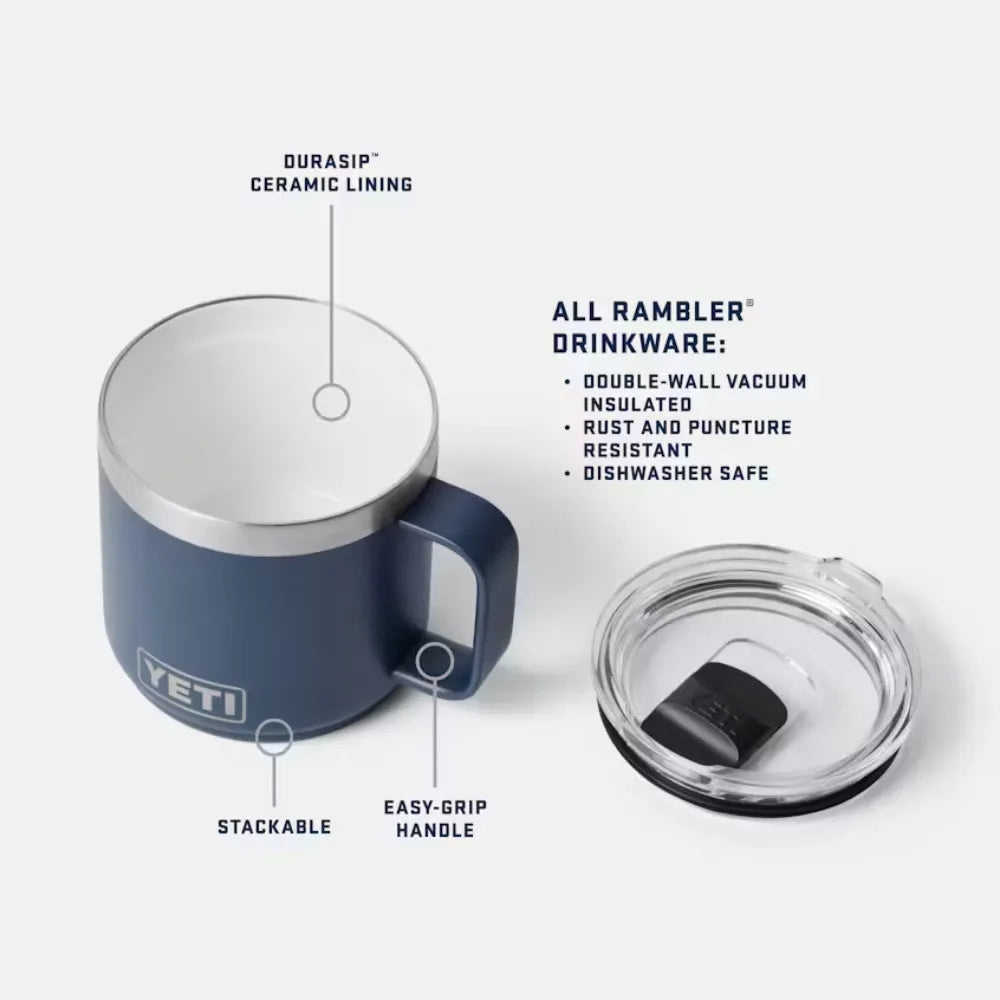 YETI Rambler Mug with MagSlider Lid Black Stone 14 Oz product features