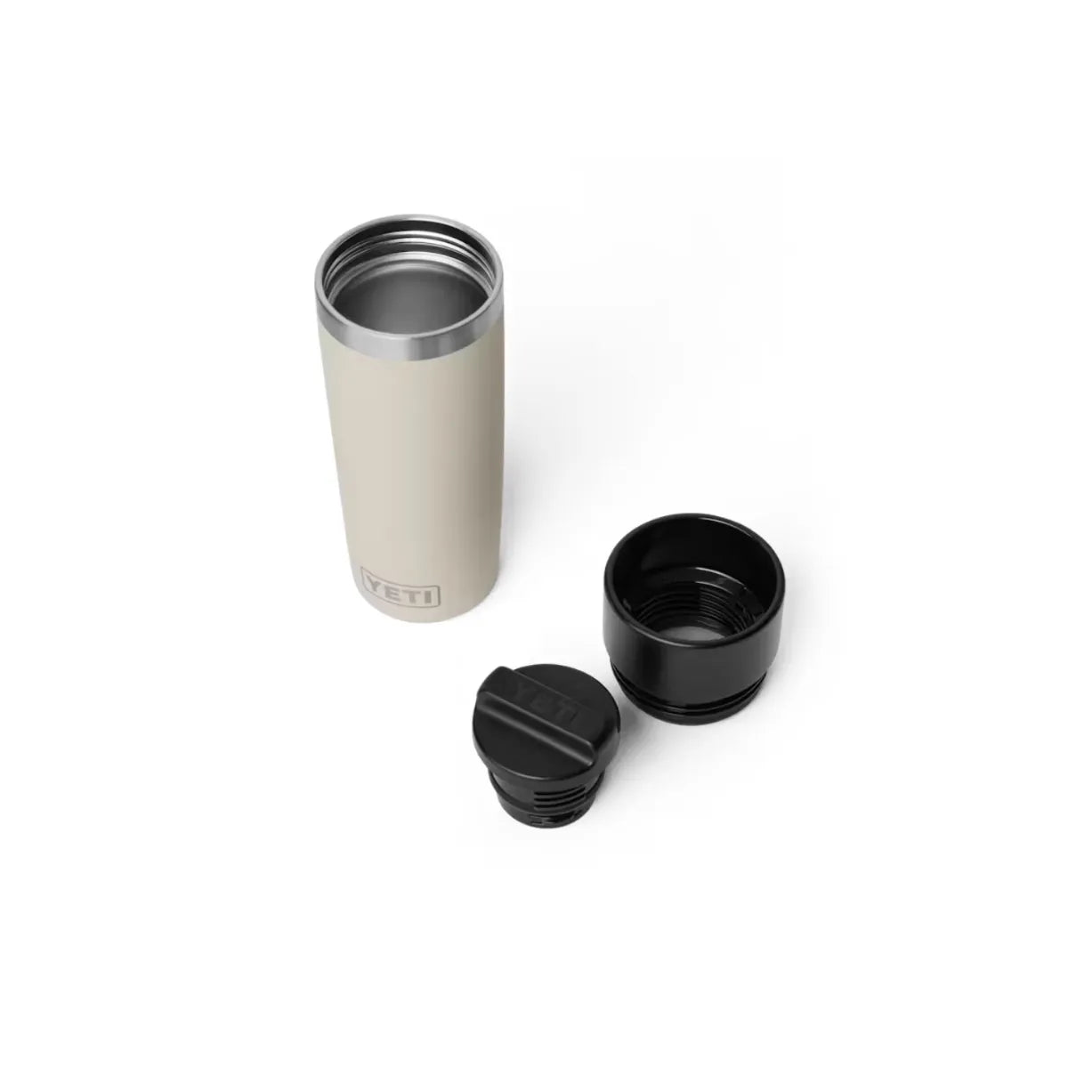 Commuter Cap detail of YETI Rambler Travel Bottle Cape Taupe 16 Oz