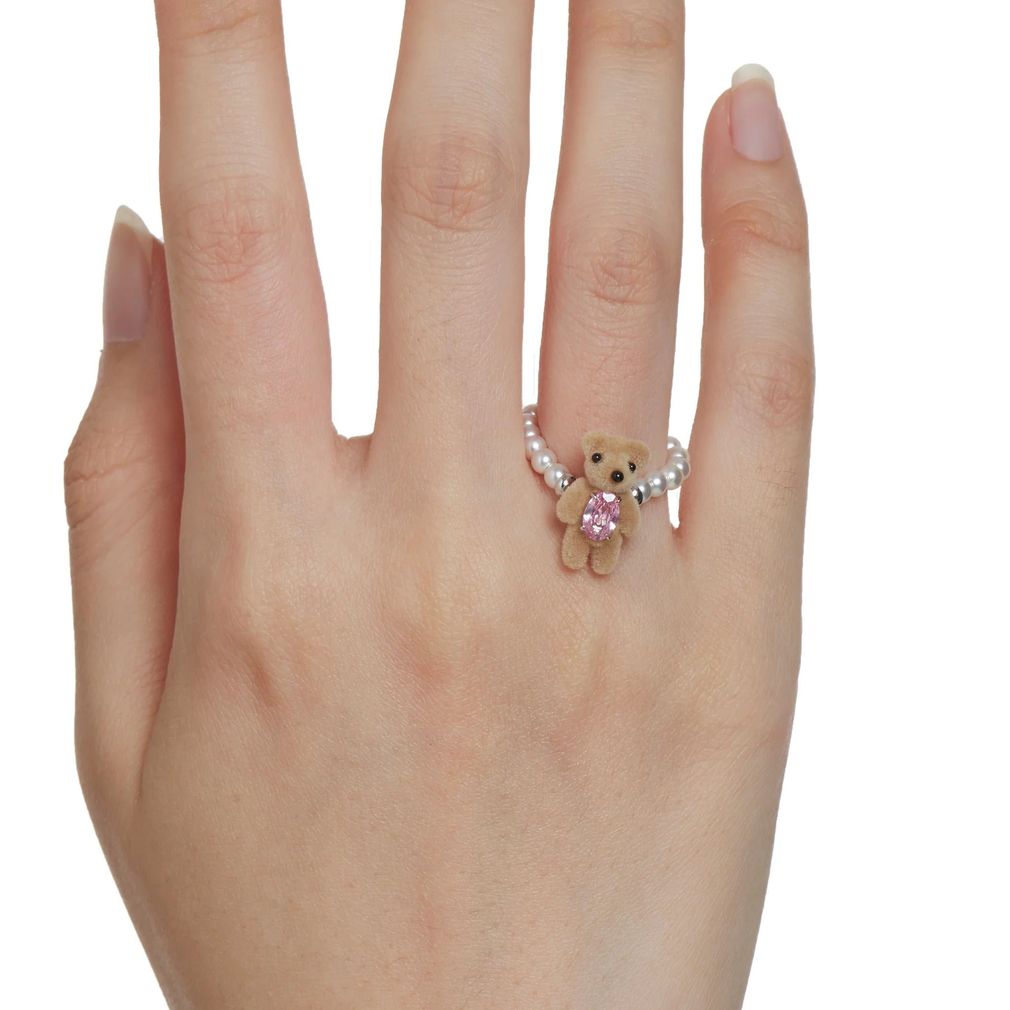 Model wearing YVMIN mini bear ring