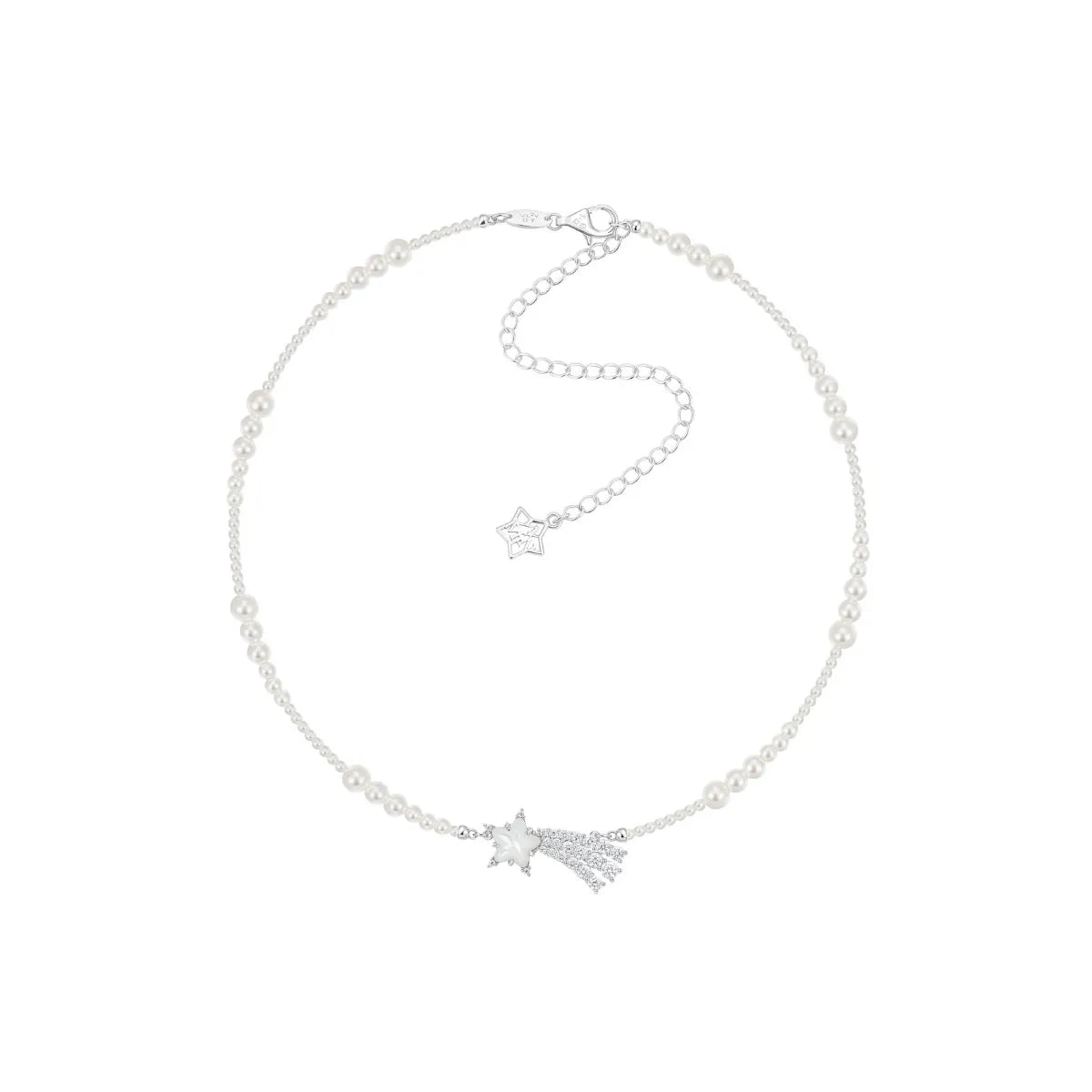 YVMIN crystal meteor pearl necklace in white