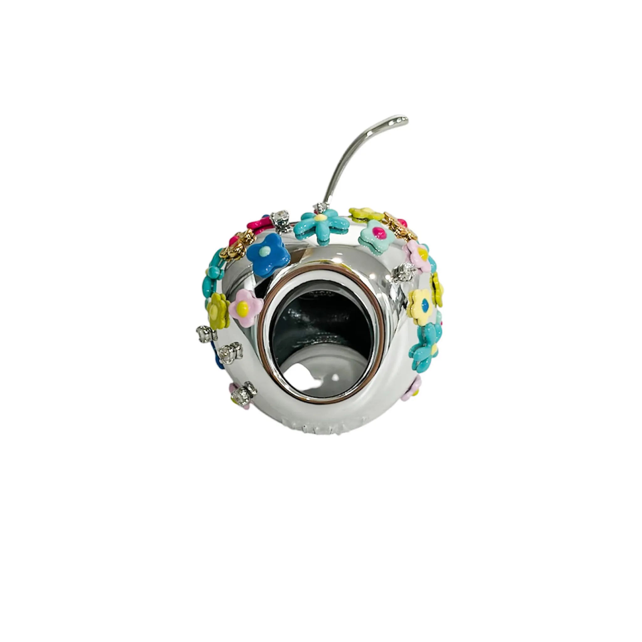 YVMIN Flower Gemstone Apple Ring in Silver