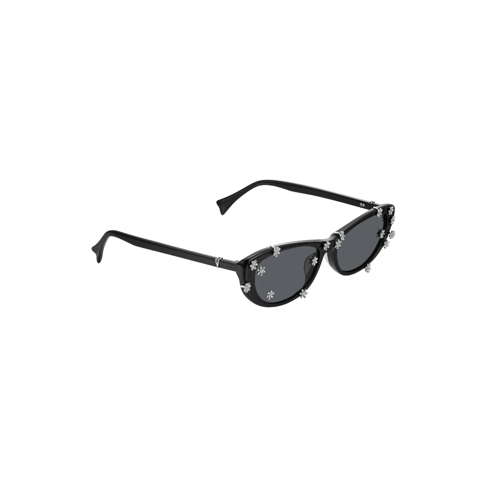 Opposite side view of YVMIN Flower Sunglasses in Black